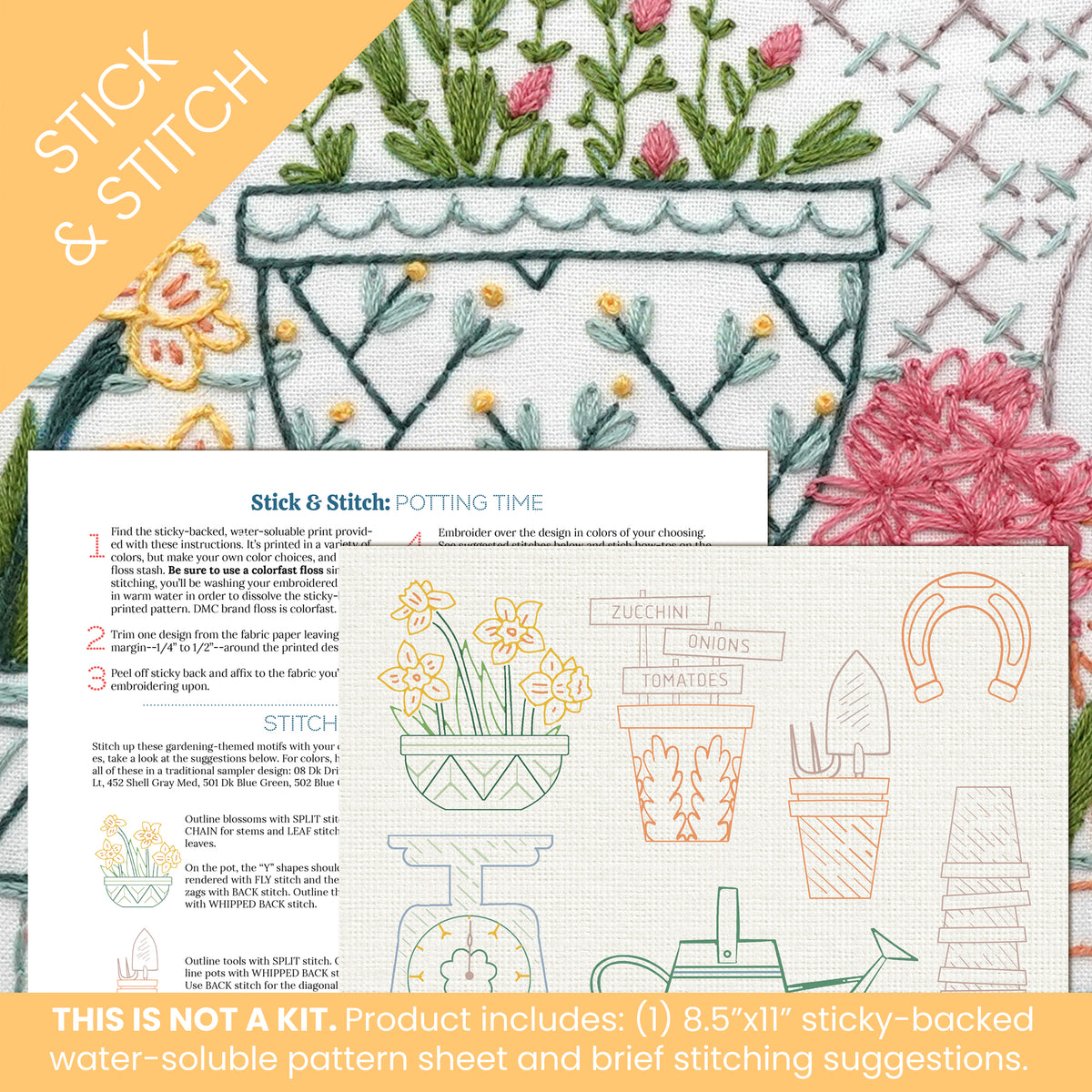 Stick and Stitch Embroidery Pattern Potting Time, Sulky, Stitched ...