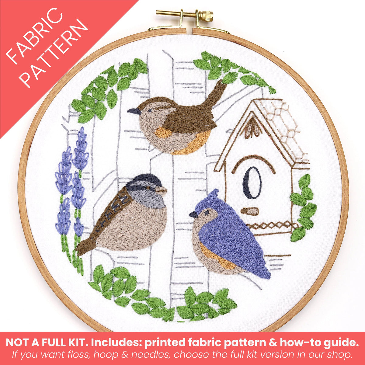 Wren Sparrow Titmouse Birds Treehouse Embroidery Pattern Pre Printed ...