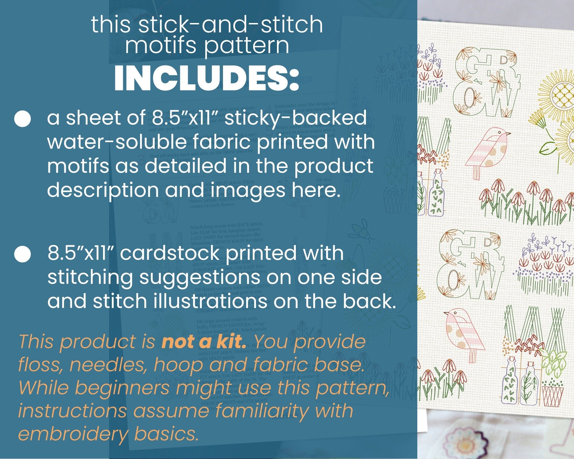 Stick and Stitch Embroidery Pattern Gardening Florals, Sulky