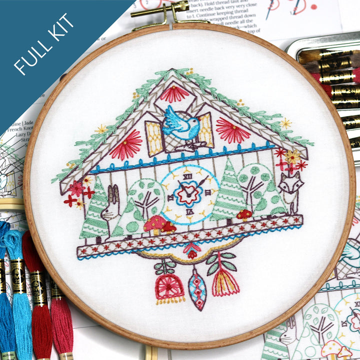 Cuckoo Clock Embroidery Kit - Stitched Stories