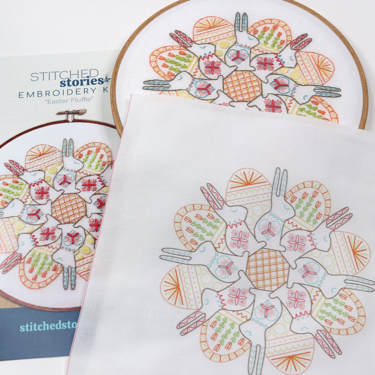 Easter Spring Bunnies Embroidery Pattern Pre Printed Fabric Panel by ...