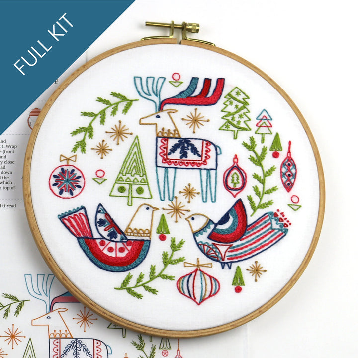 Holiday Folk Christmas Embroidery Kit - Stitched Stories