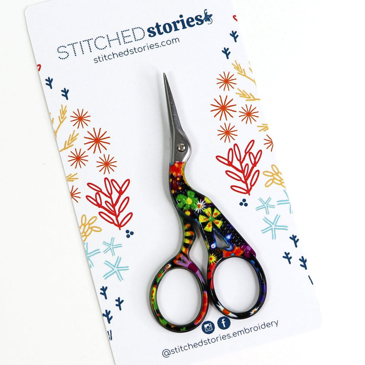 Scissors: Floral Stork - Stitched Stories