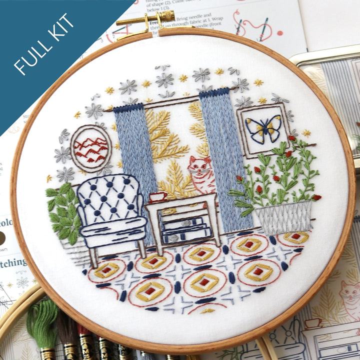 Sit A While Embroidery Kit - Stitched Stories