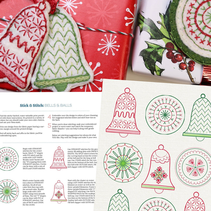 Stick & Stitch Motifs: Bells & Balls Holiday Ornaments - Stitched Stories