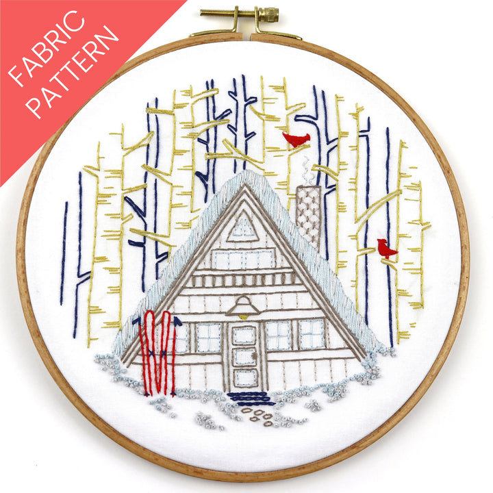 Winter Cabin Printed Fabric Pattern - Stitched Stories