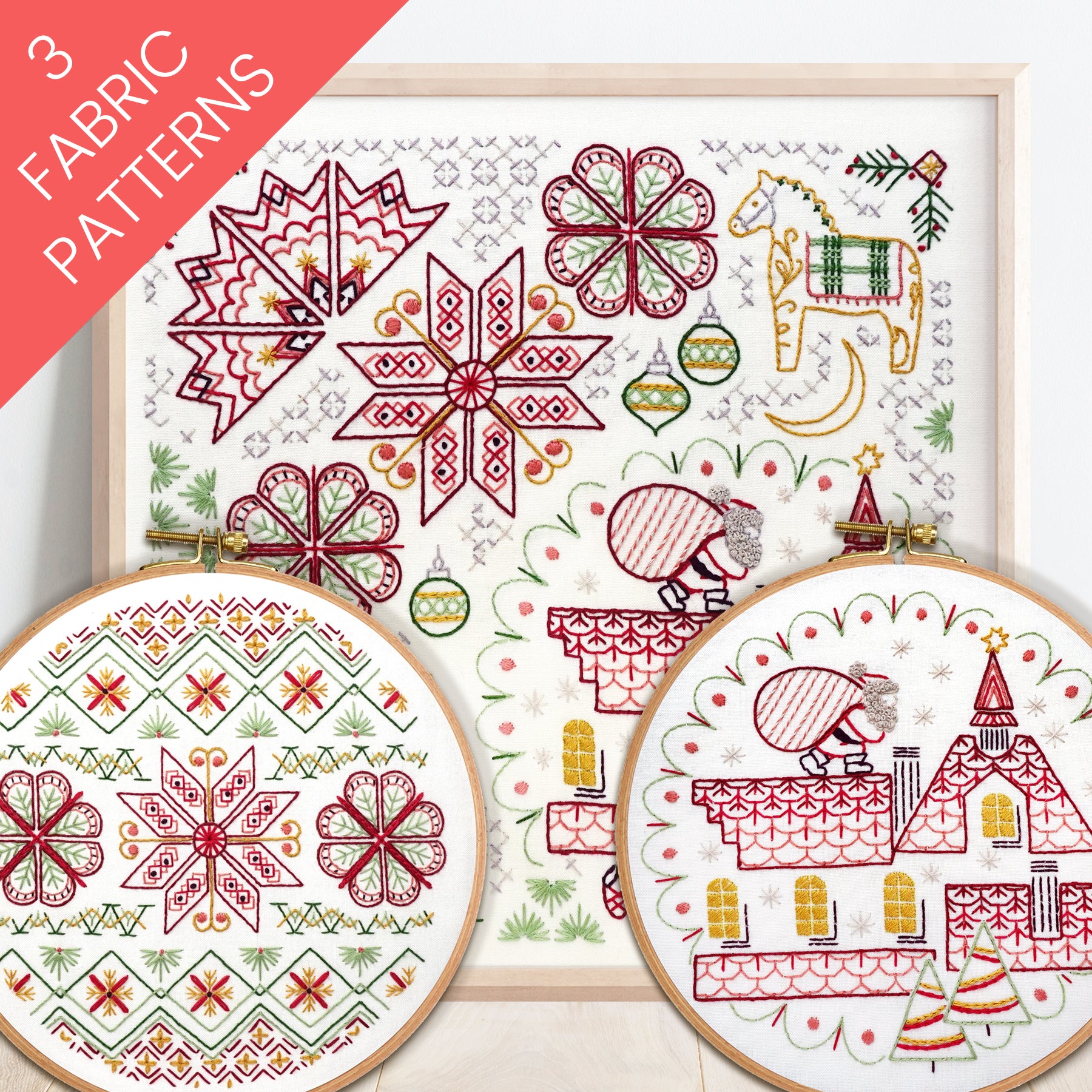 Crimson Christmas Bundle of 3 Embroidery Patterns