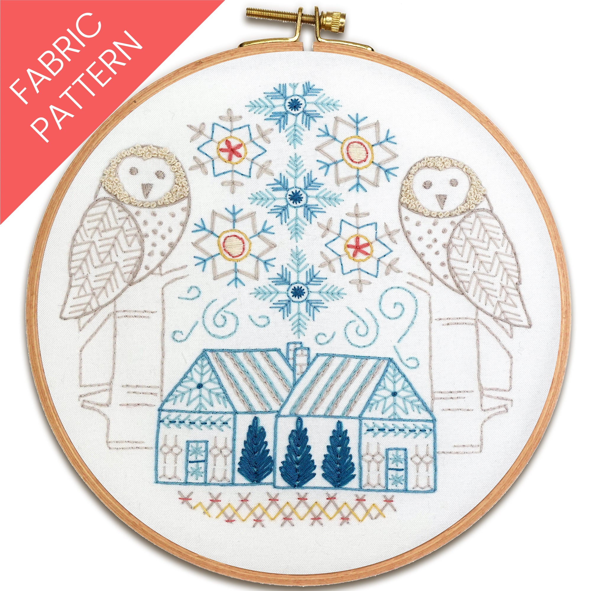 Snowy Owl Grove Printed Fabric Pattern