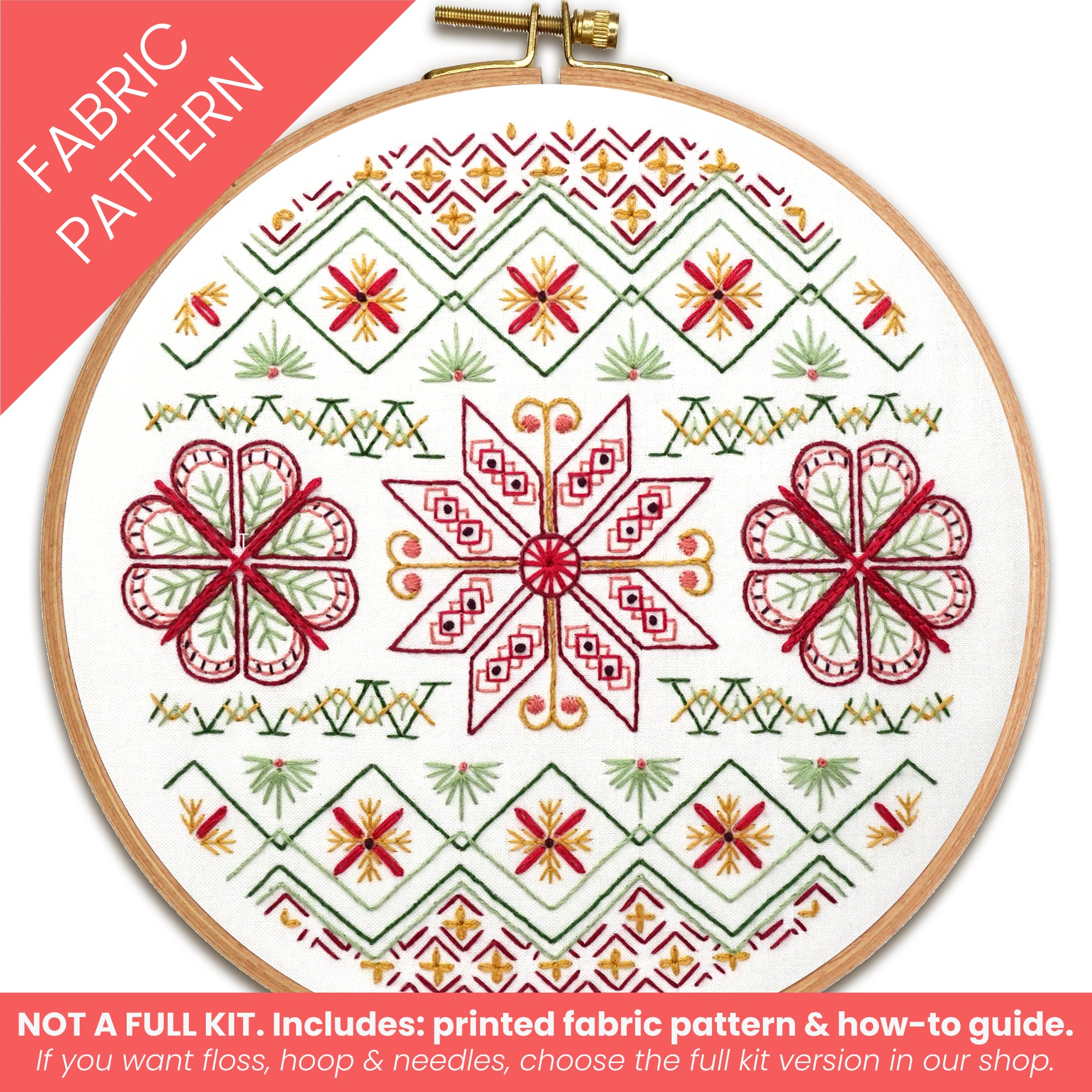 Nordic Noel Printed Fabric Embroidery Pattern