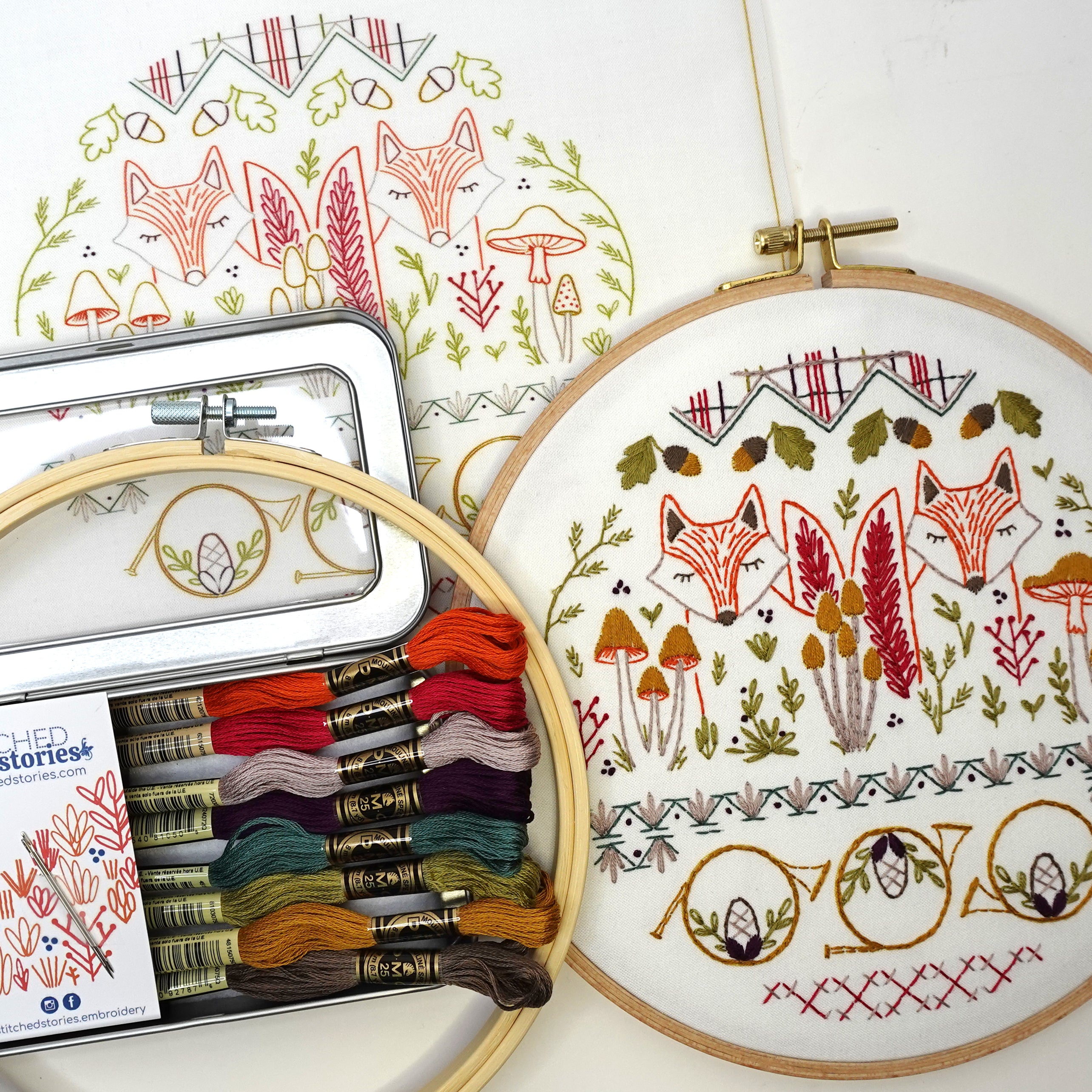 Festive Forest Embroidery Kit Bundle of 3