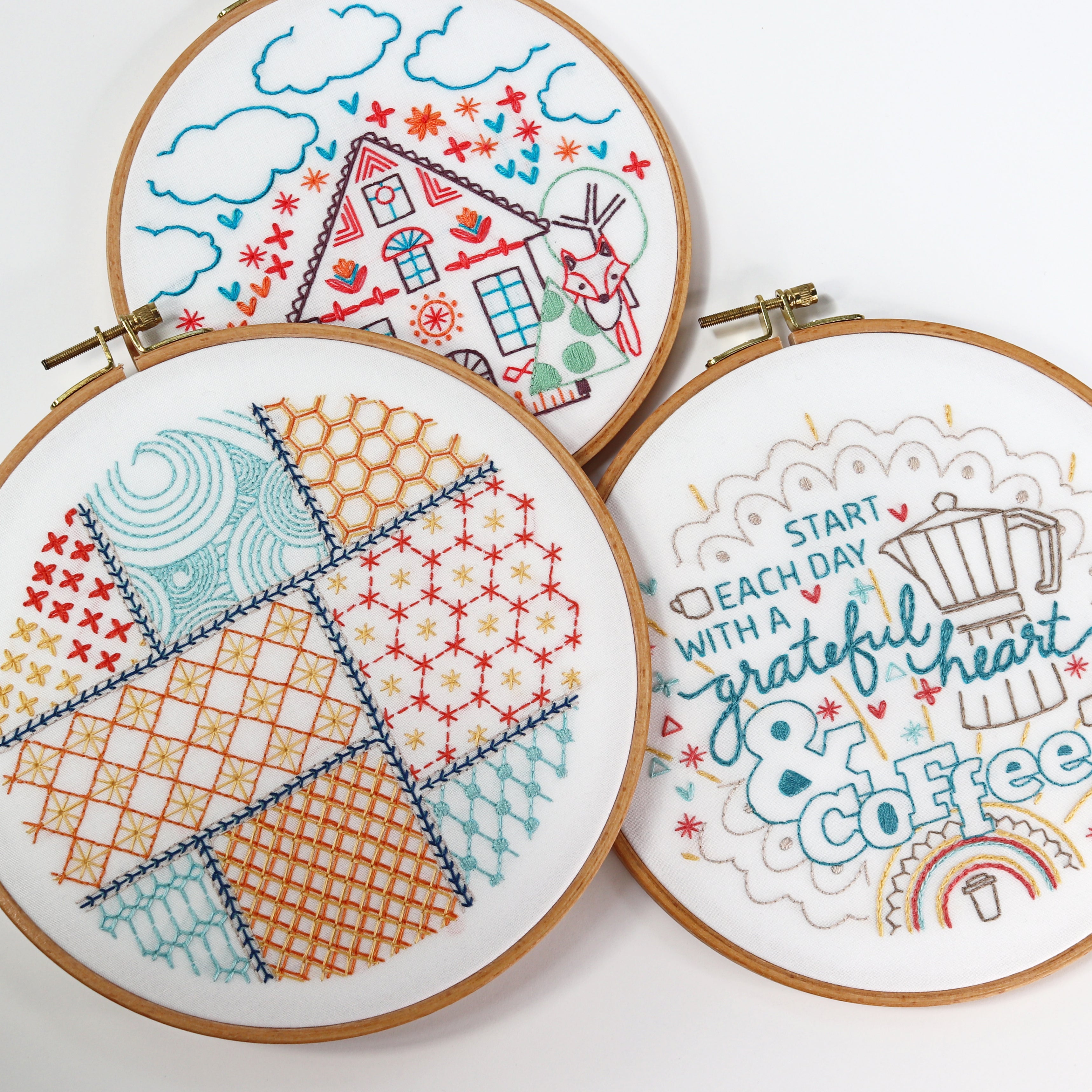 Floral Cross Stitch Pattern - Round Tin Cans - Stitched Modern