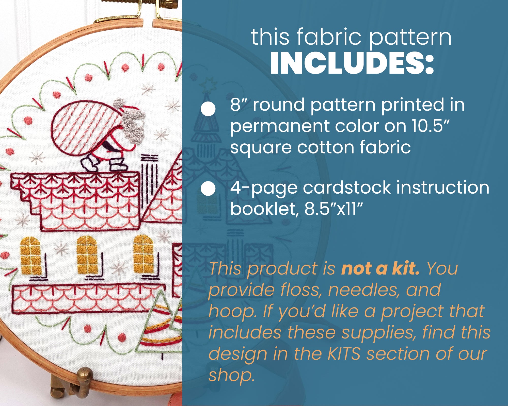 Up On The Rooftop Printed Fabric Embroidery Pattern