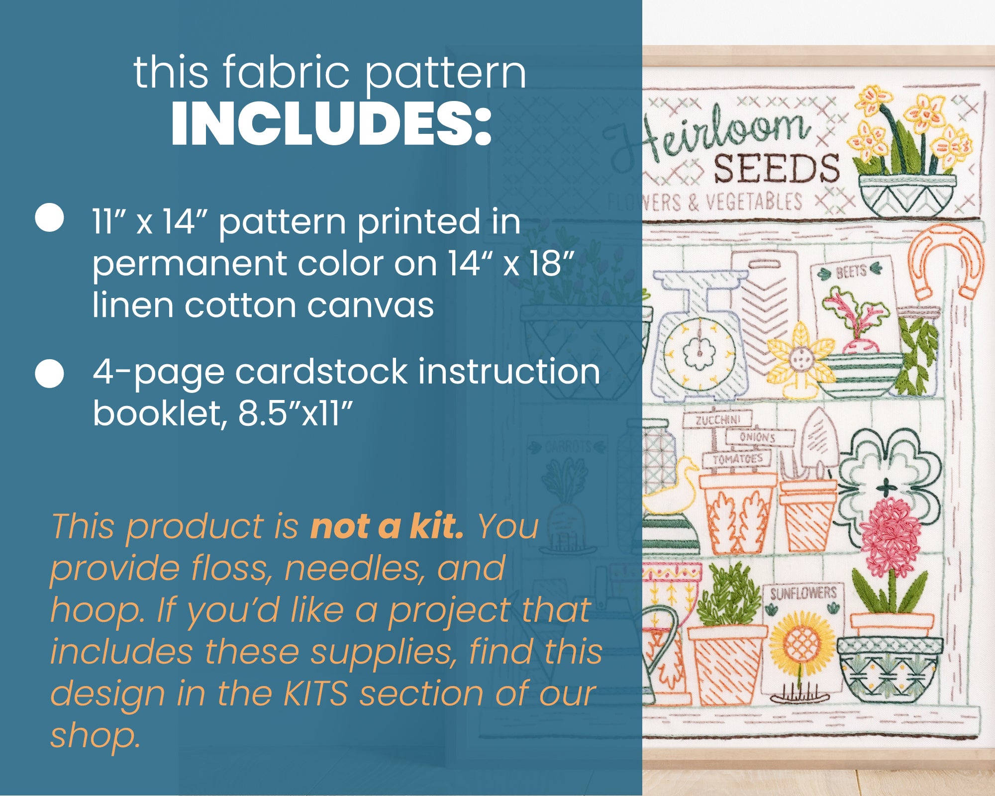 Heirloom Seeds Embroidery Sampler Printed Fabric Pattern