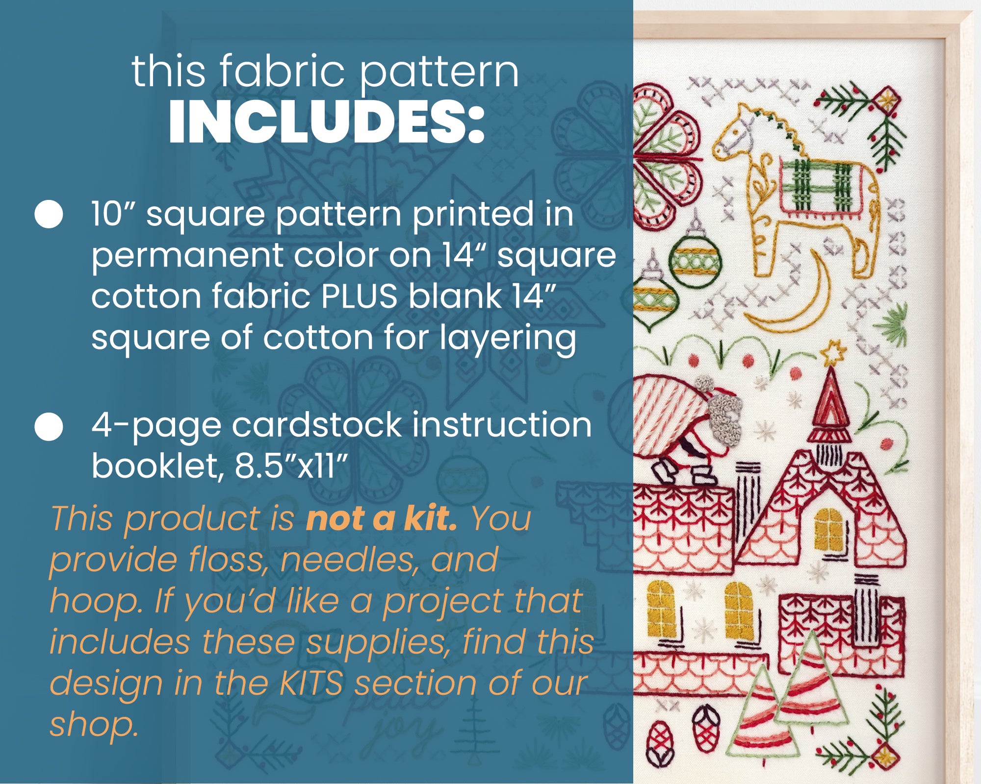 Christmas Motif Embroidery Sampler Printed Fabric Pattern