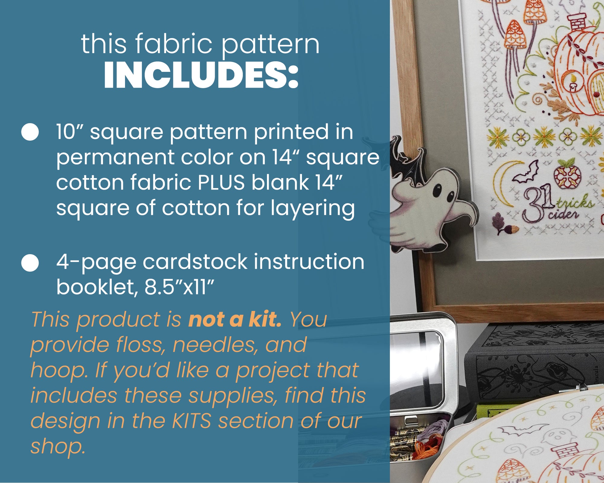 Fall Motif Embroidery Sampler Printed Fabric Pattern