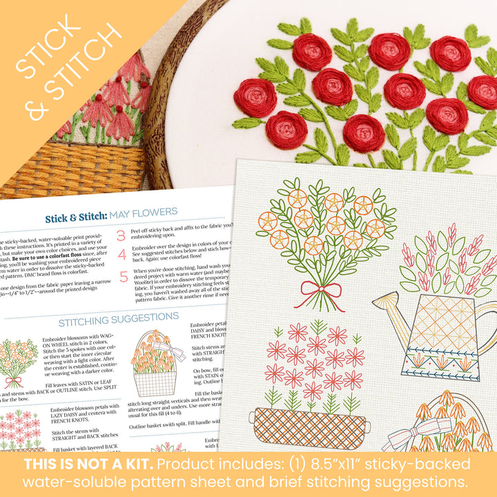 stick-and-stitch-embroidery-pattern-flower-bouquets-sulky-stitched-stories-8-5-x11 for Free Printable Paper Pricking Patterns Stick and Stitch Embroidery Pattern Flower Bouquets, Sulky, Stitched Stories, 8.5
