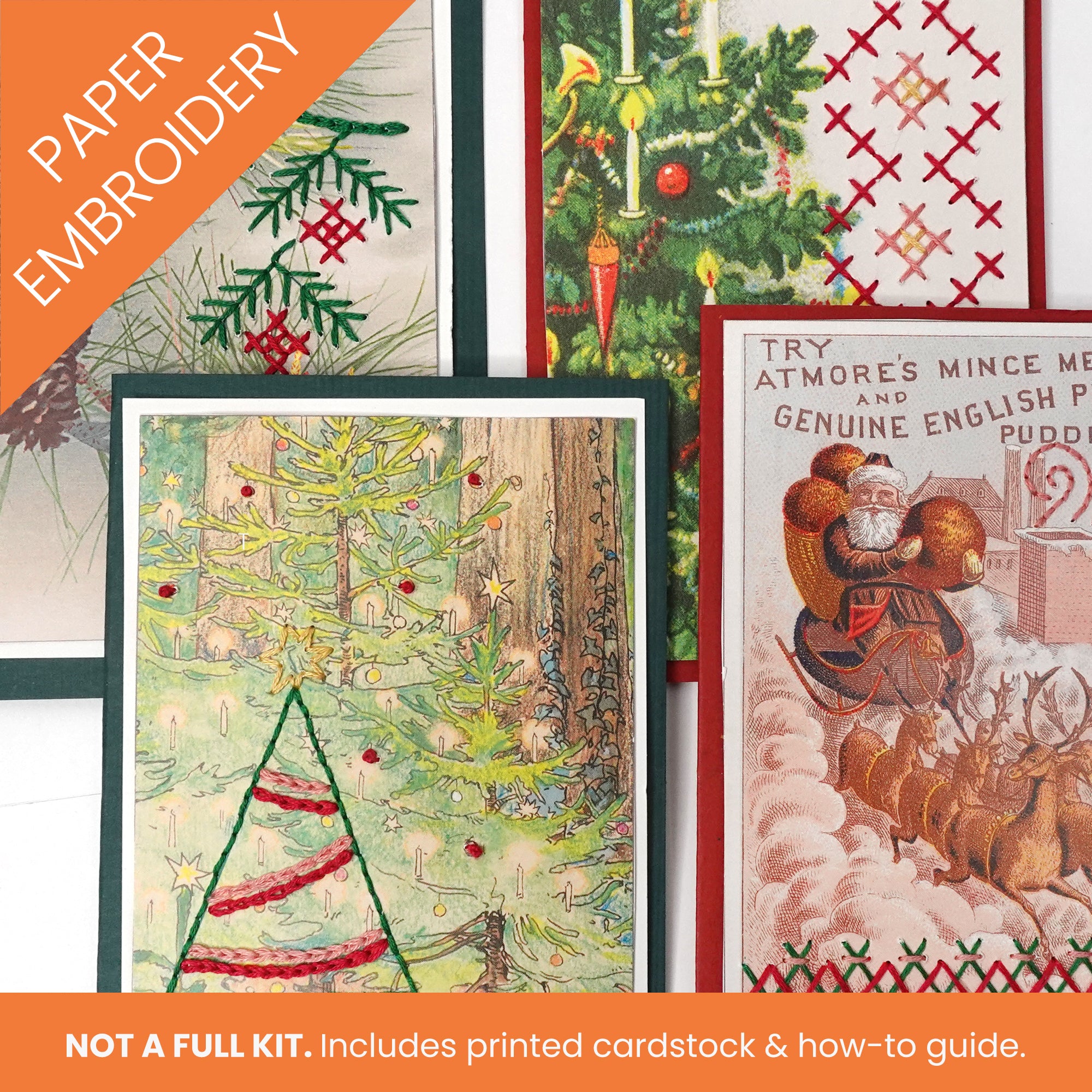 Paper Embroidery: Stitchable Holiday Cards (set of 8)