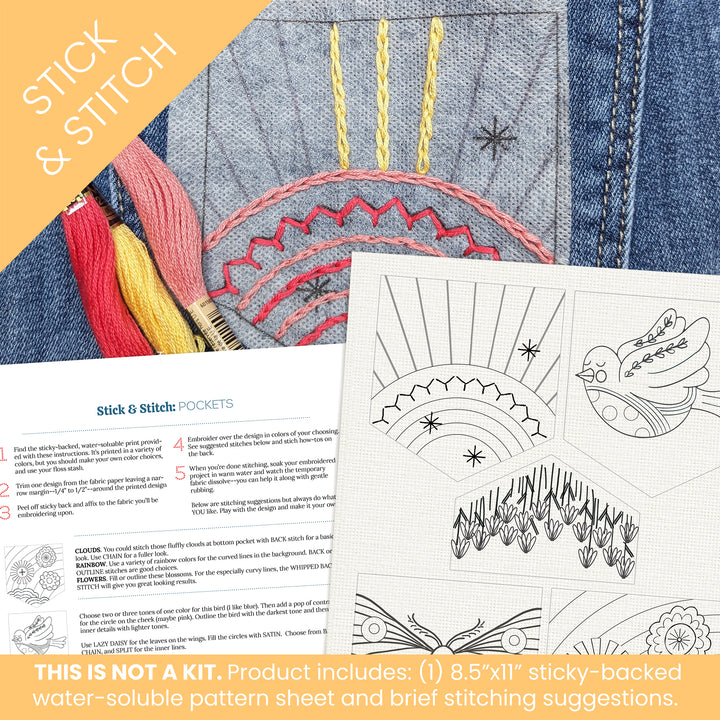 Embroidery Project Tracker Book Stick And Stitch Denim Pockets Embroidery Pattern, Sulky, Stitched Stories