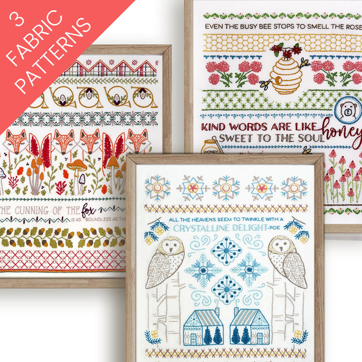 Seasons Stitch Sampler Embroidery Pattern Bundle of 3