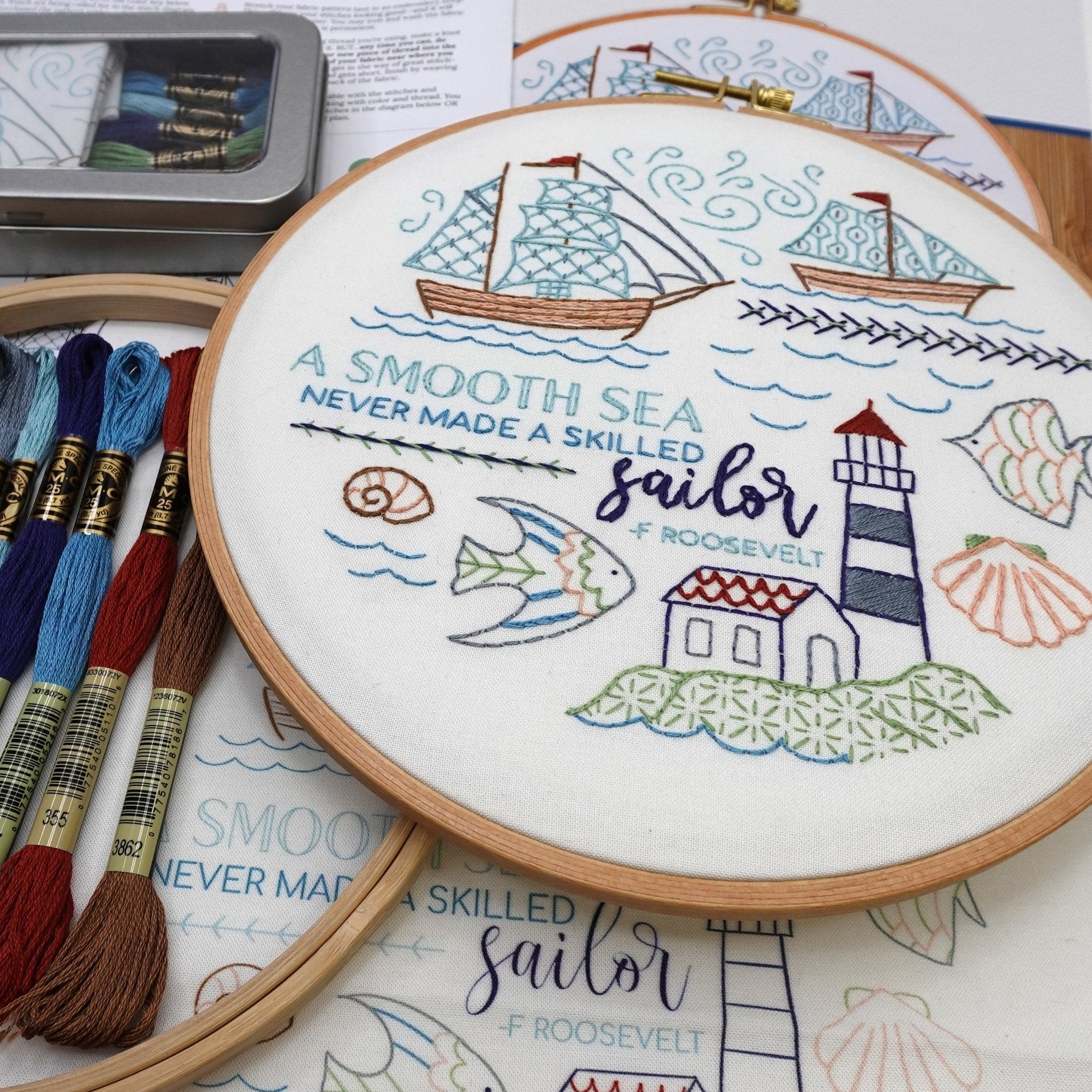 At Sea Embroidery Kit - Stitched Stories