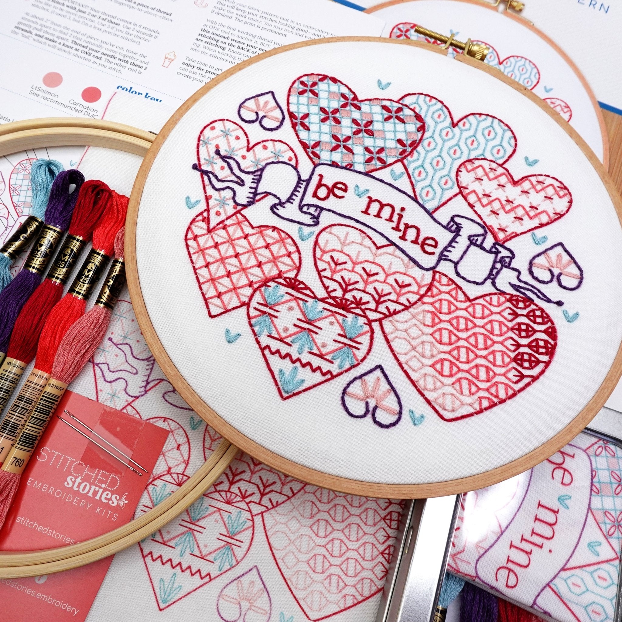 Be Mine Embroidery Kit - Stitched Stories