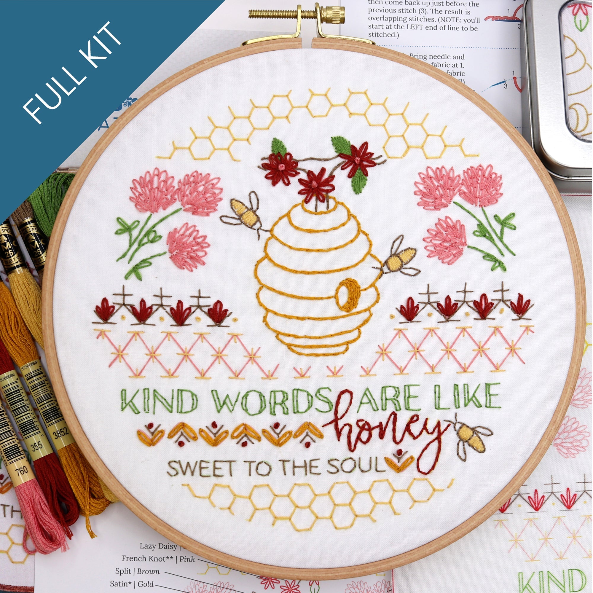 Beehive Embroidery Kit - Stitched Stories