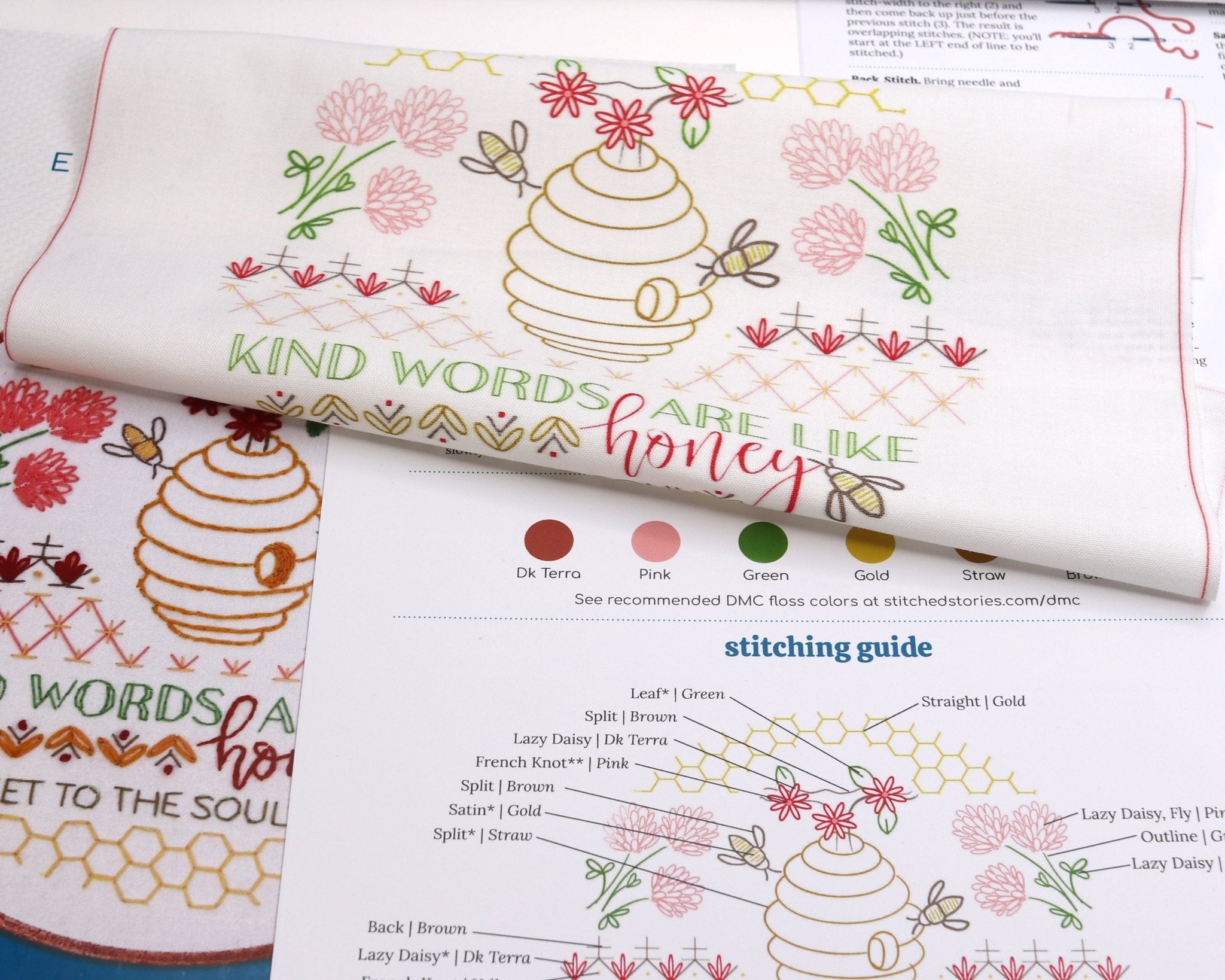 Beginner Beehive Embroidery Pattern Pre Printed Fabric Panel by ...