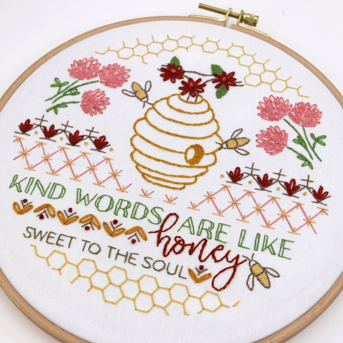 Beginner Beehive Embroidery Pattern Pre Printed Fabric Panel by ...