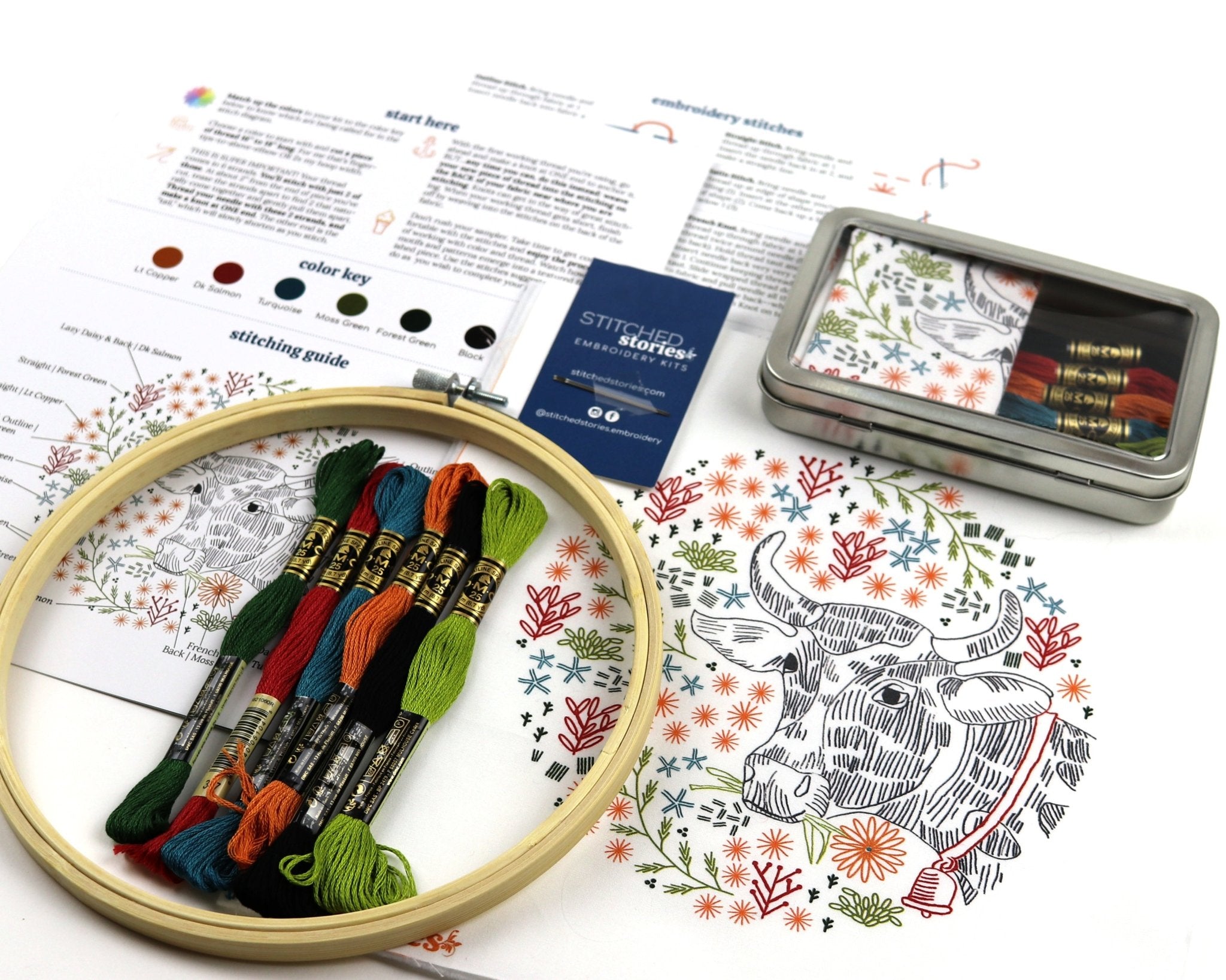 Bessie's Blossoms Embroidery Kit - Stitched Stories