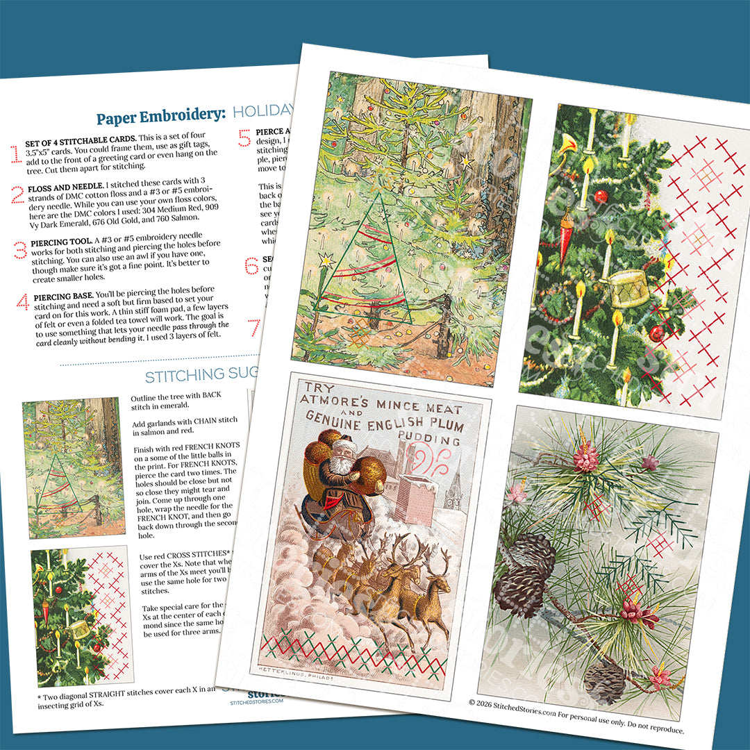 Paper Embroidery: Holiday Card Pattern Set