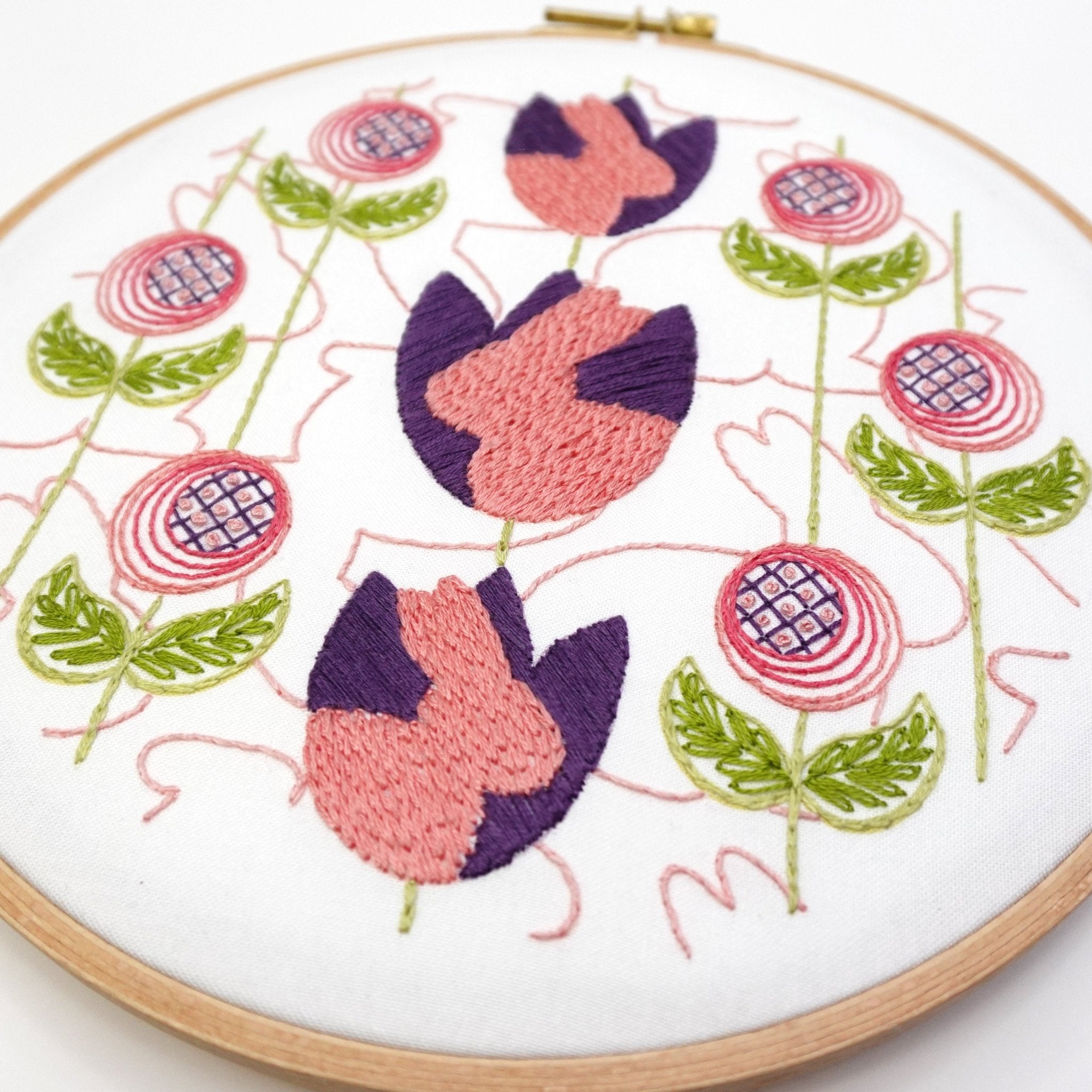 Bunny Tulips Embroidery Kit - Stitched Stories