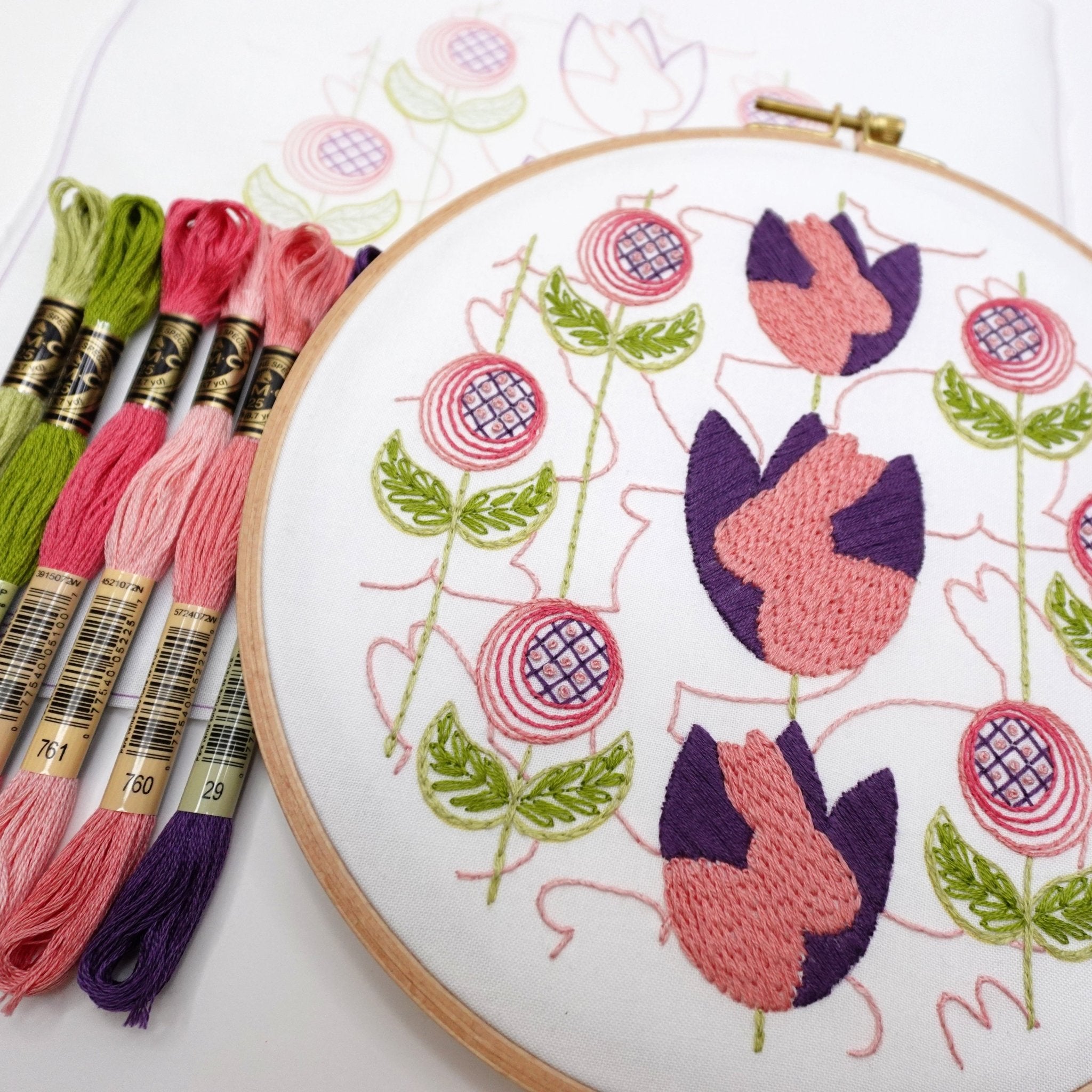 Bunny Tulips Embroidery Kit - Stitched Stories