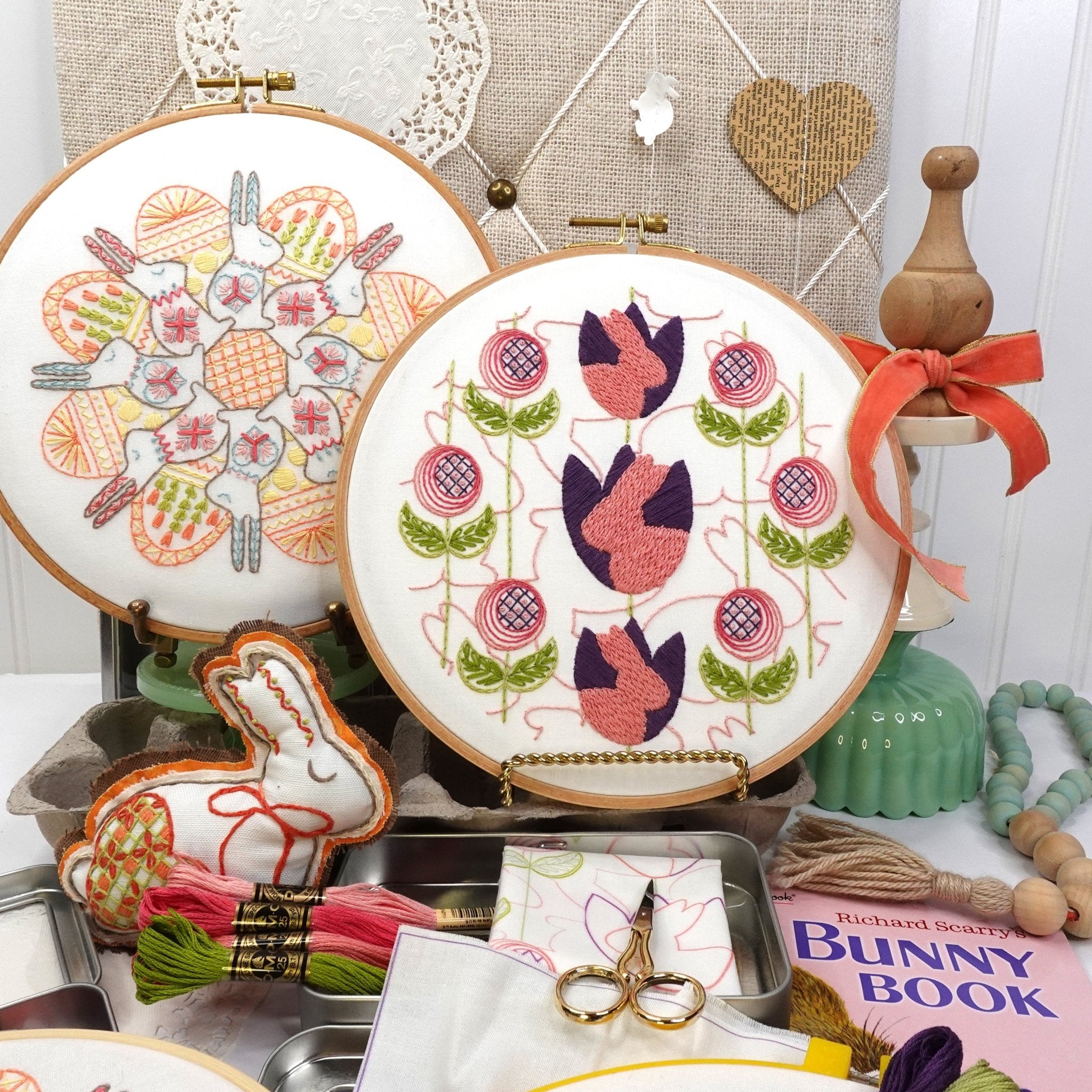 Bunny Tulips Embroidery Kit - Stitched Stories