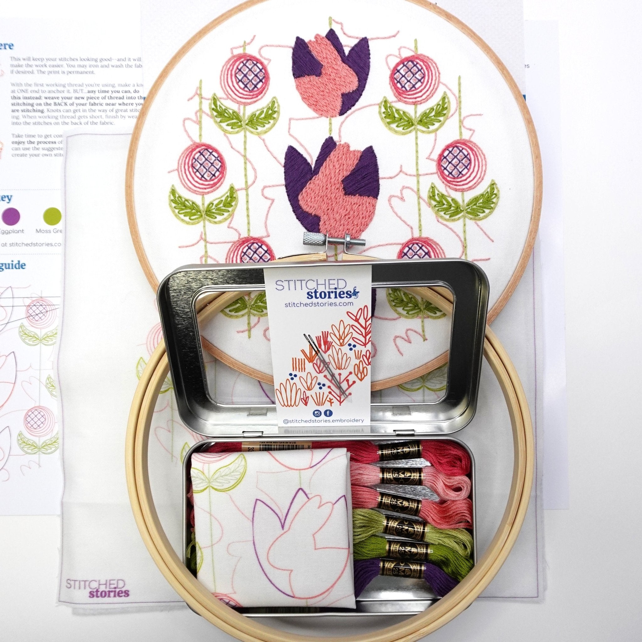 Bunny Tulips Embroidery Kit - Stitched Stories