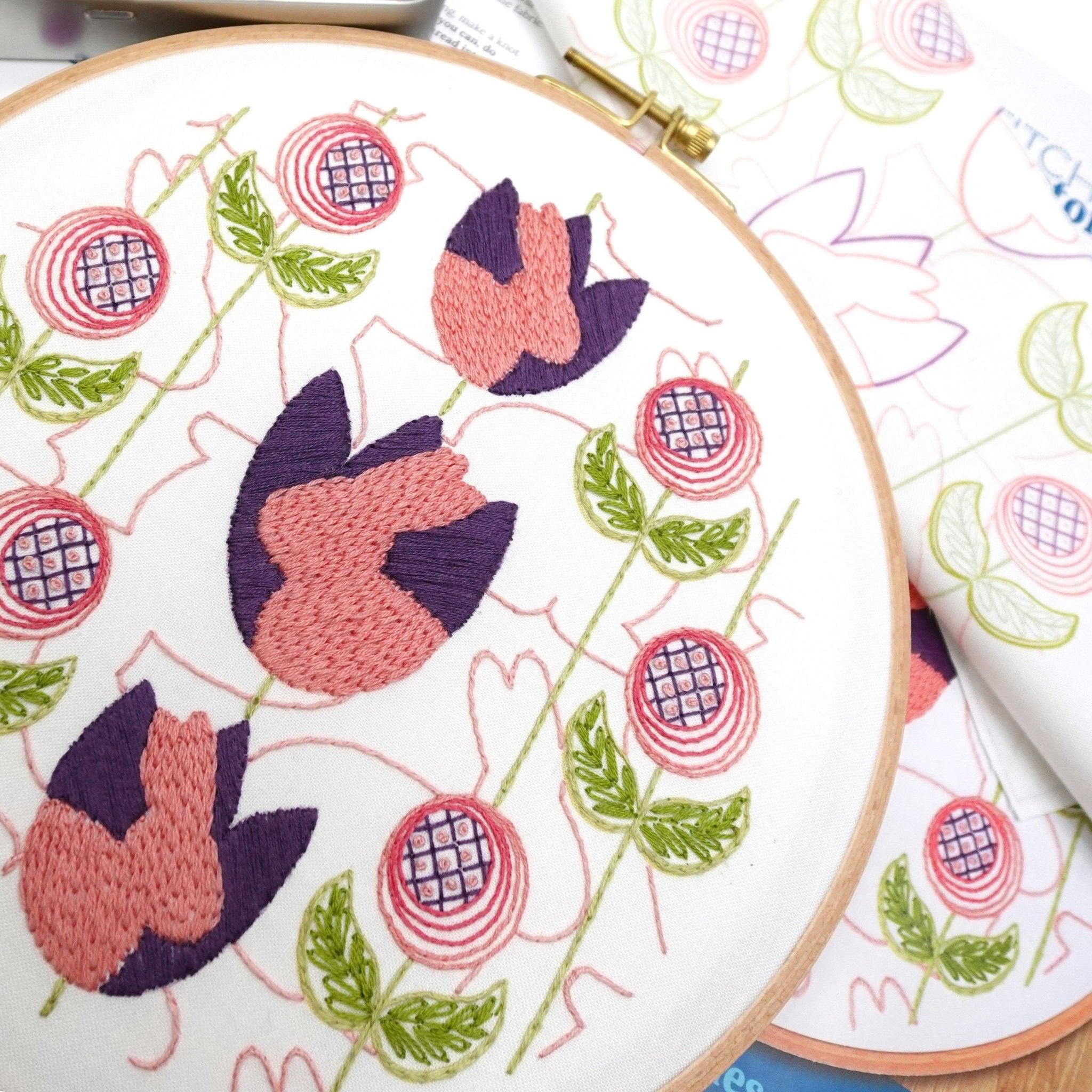 Bunny Tulips Printed Fabric Pattern - Stitched Stories