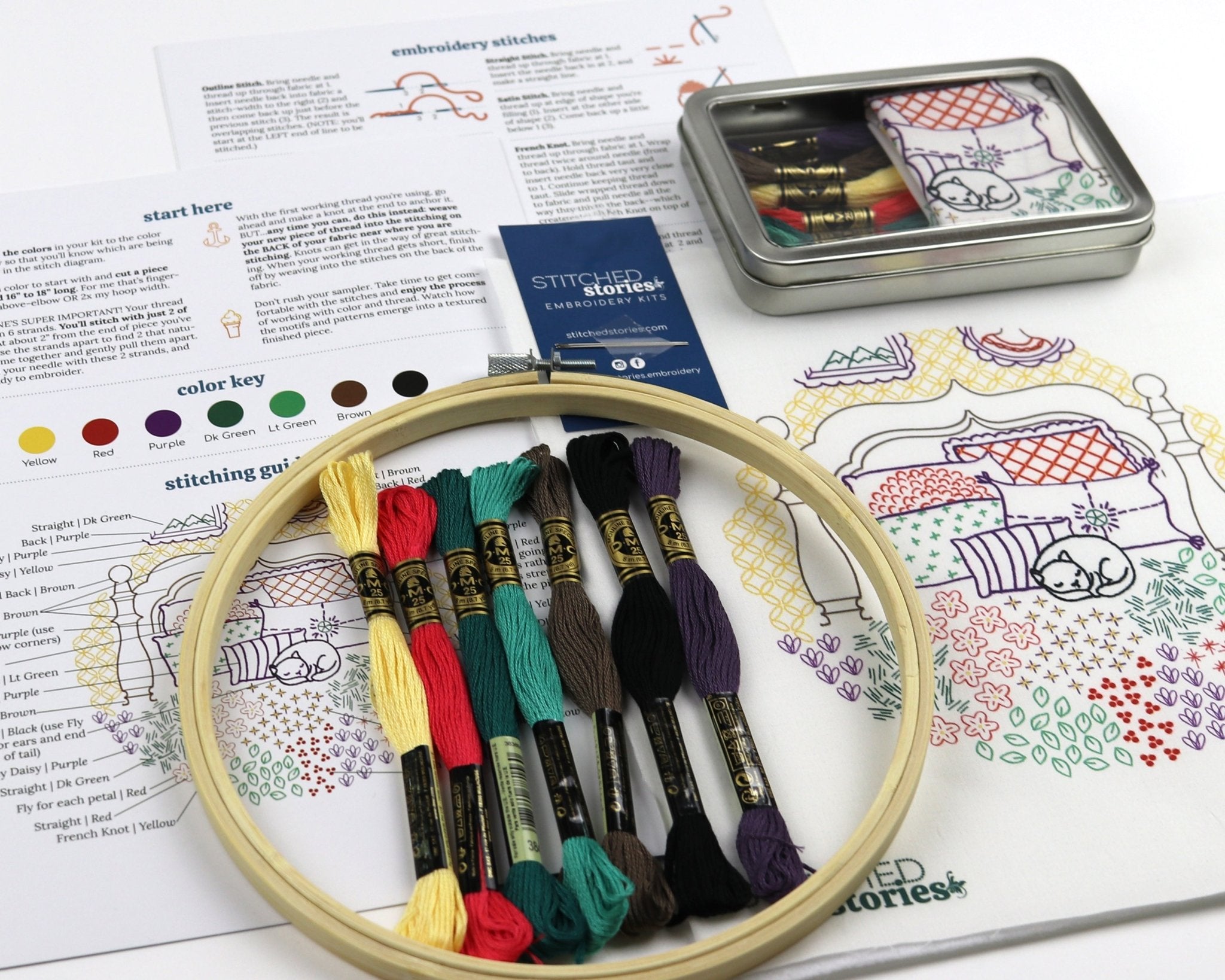 Catnap Embroidery Kit - Stitched Stories