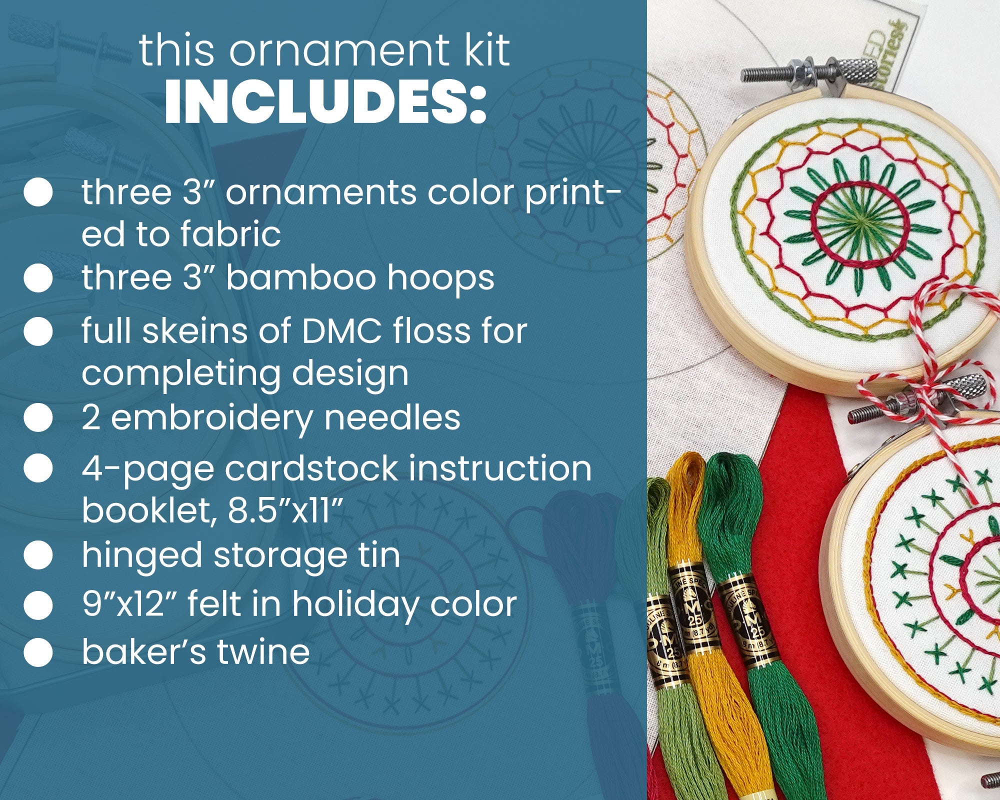 Christmas Balls Ornaments Embroidery Kit - Stitched Stories