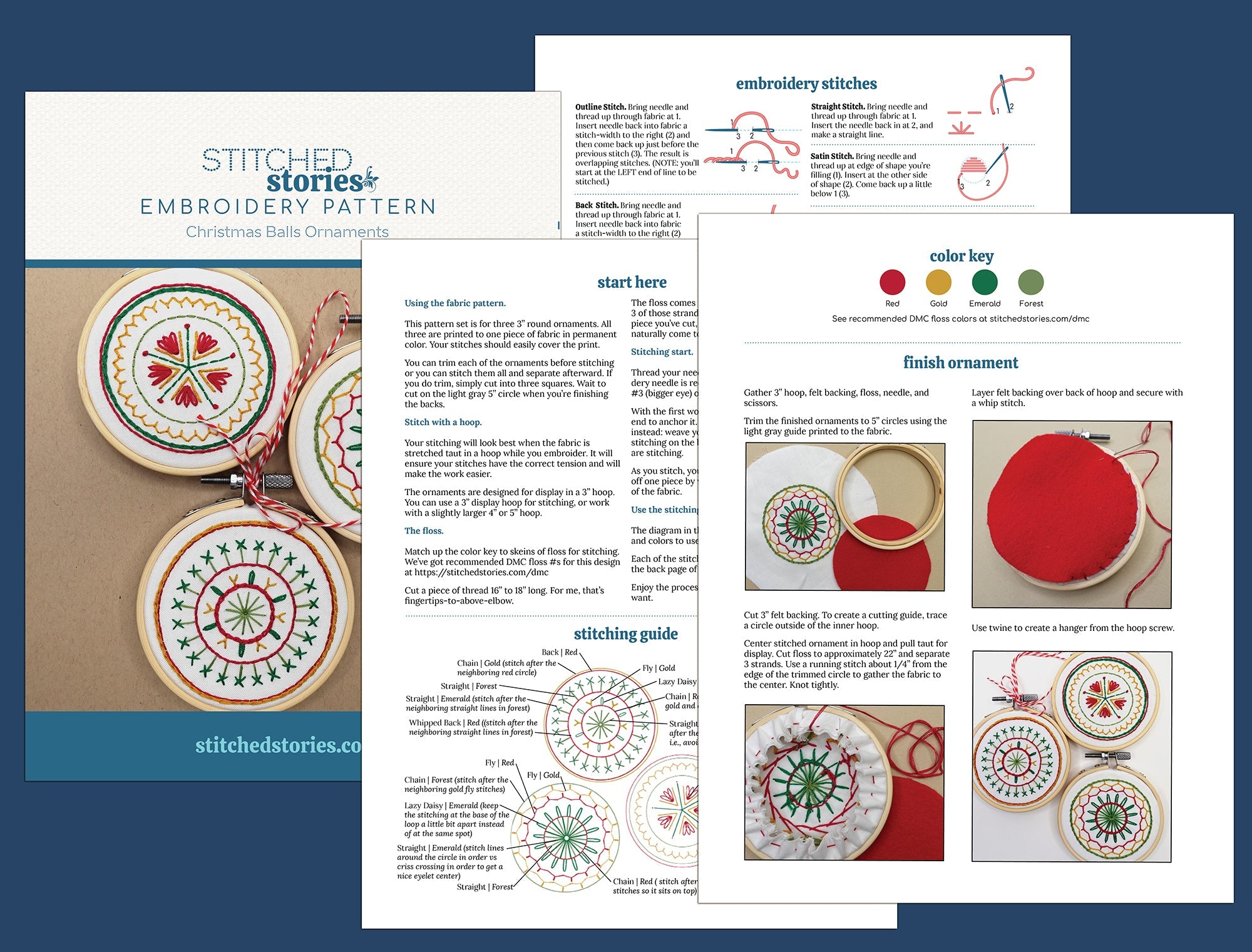 Christmas Balls Ornaments Embroidery Pattern - Stitched Stories