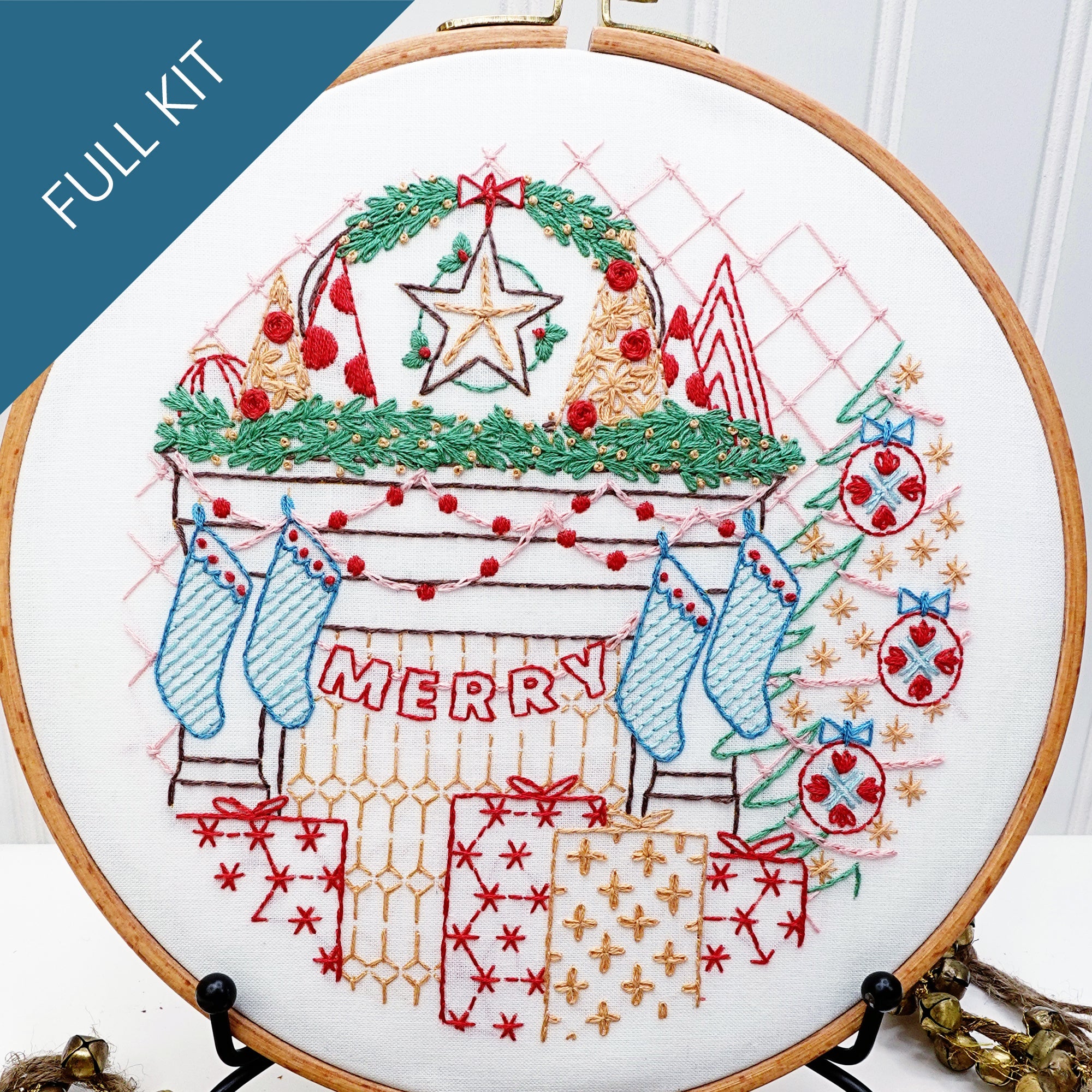 Christmas Mantle Embroidery Kit - Stitched Stories
