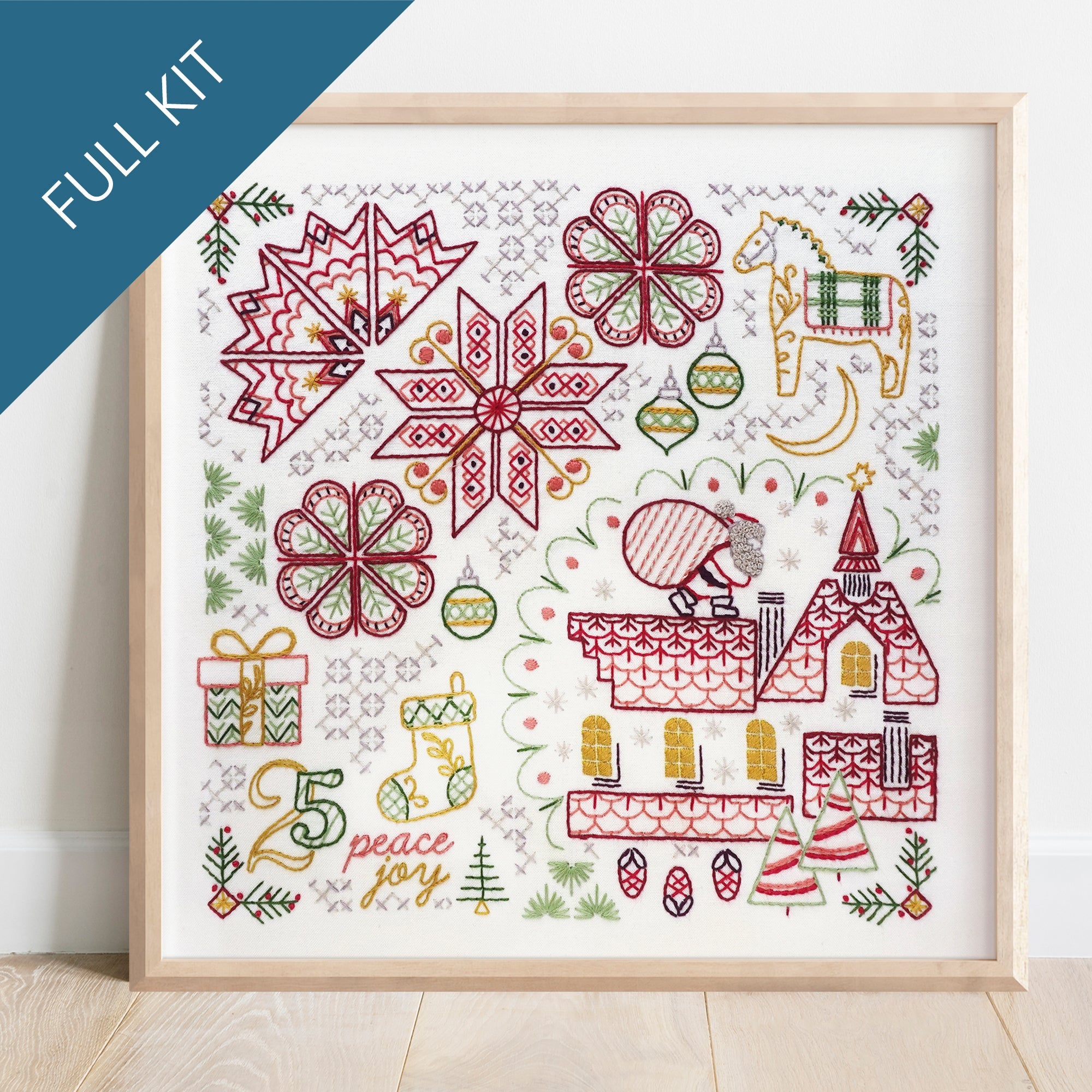 Christmas Motif Sampler Embroidery Kit - Stitched Stories