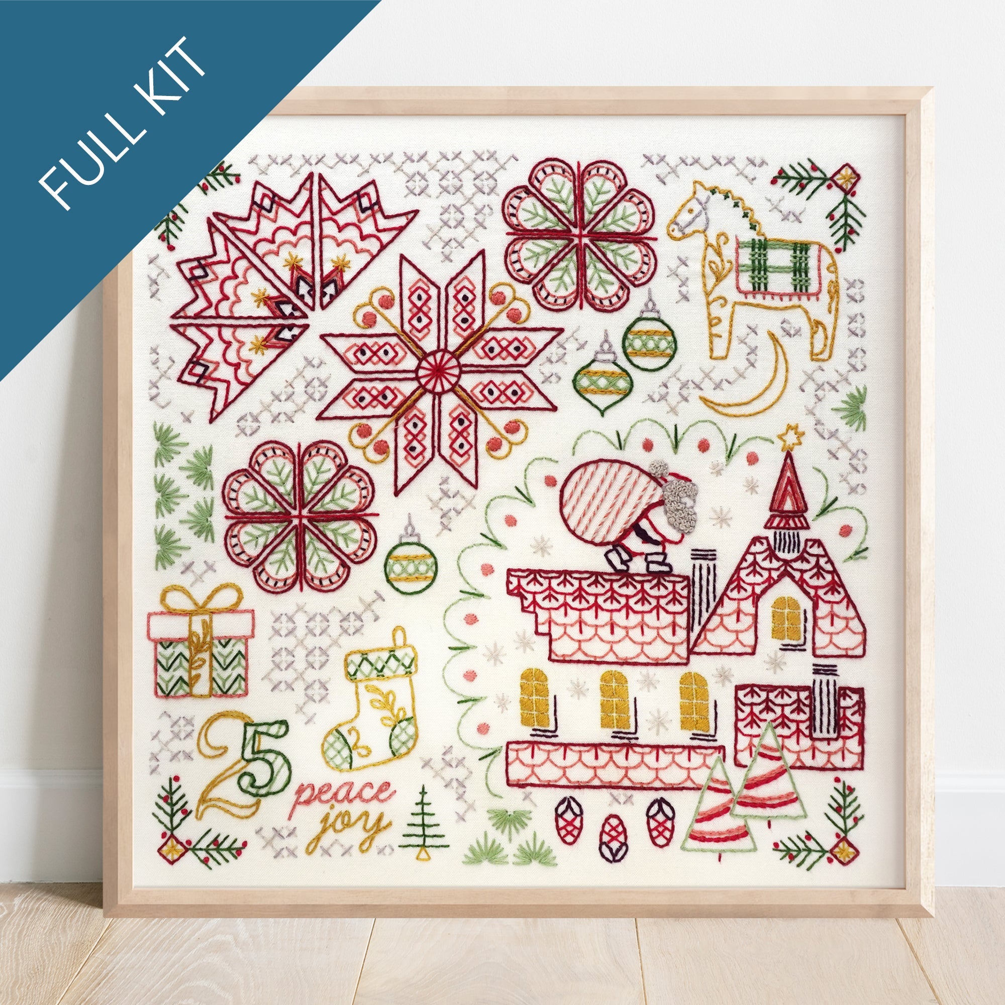 Christmas Motif Sampler Embroidery Kit - Stitched Stories