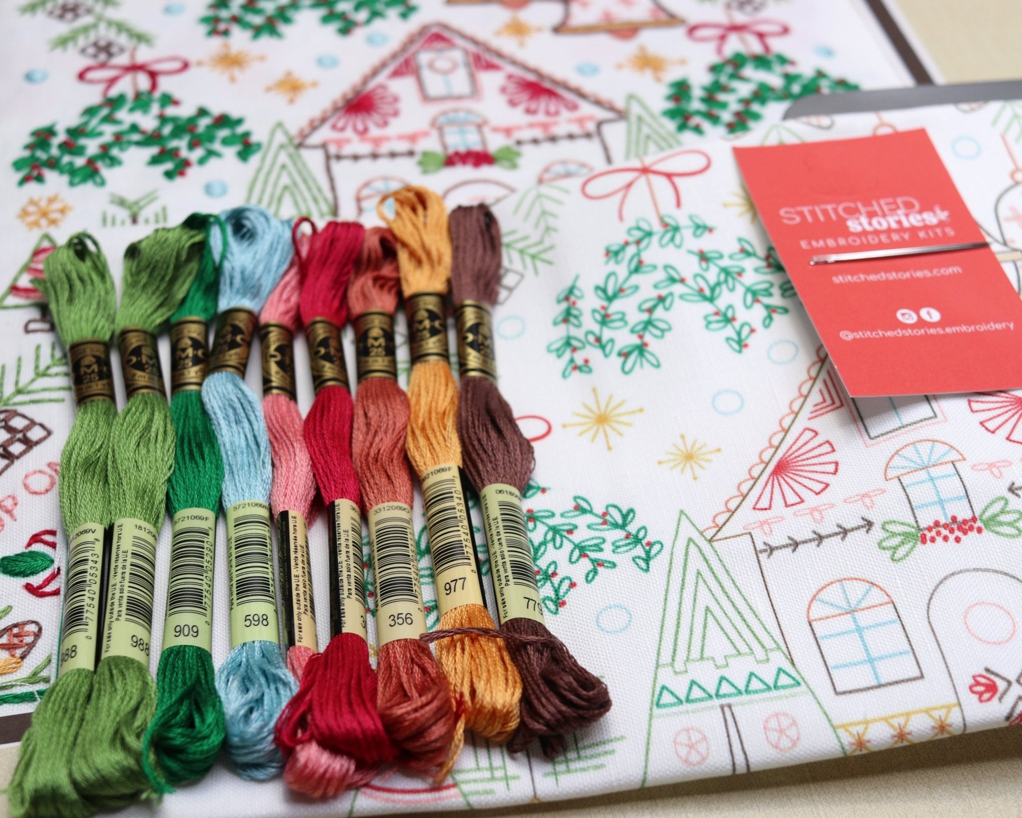 Christmas Pines Sampler Embroidery Kit - Stitched Stories