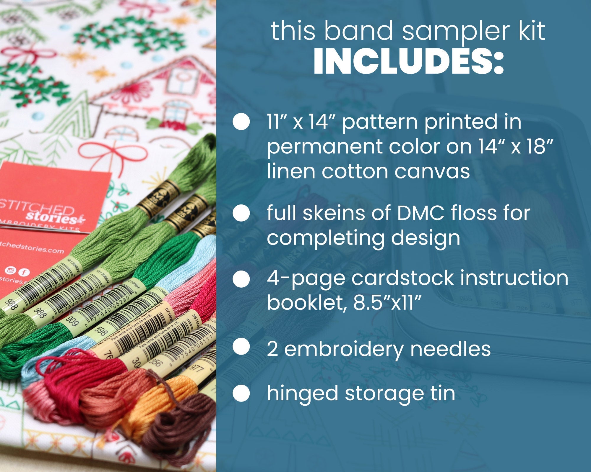 Christmas Pines Sampler Embroidery Kit - Stitched Stories