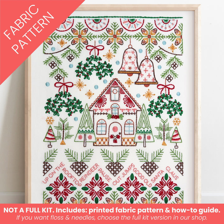 Christmas Pines Sampler Printed Fabric Pattern - Stitched Stories