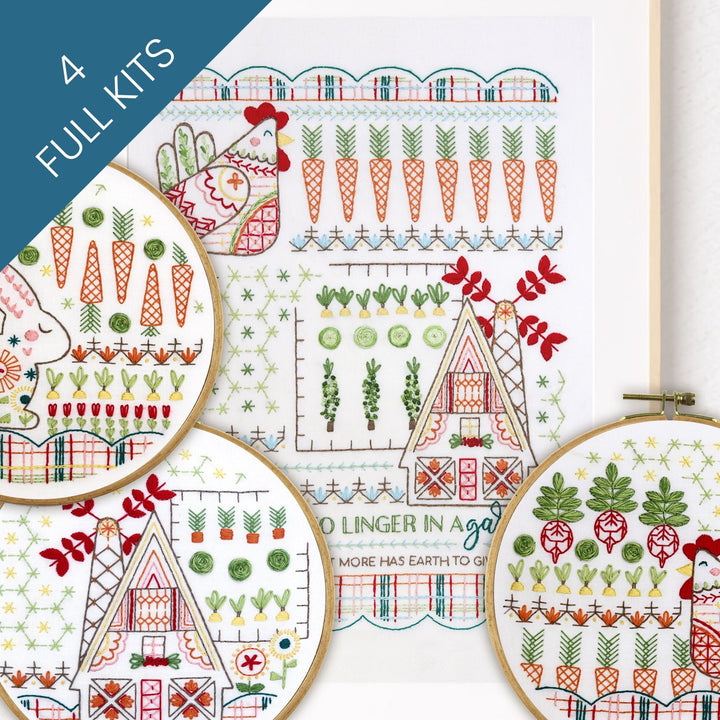 Country Garden Collection Bundle of 4 Embroidery Kits - Stitched Stories