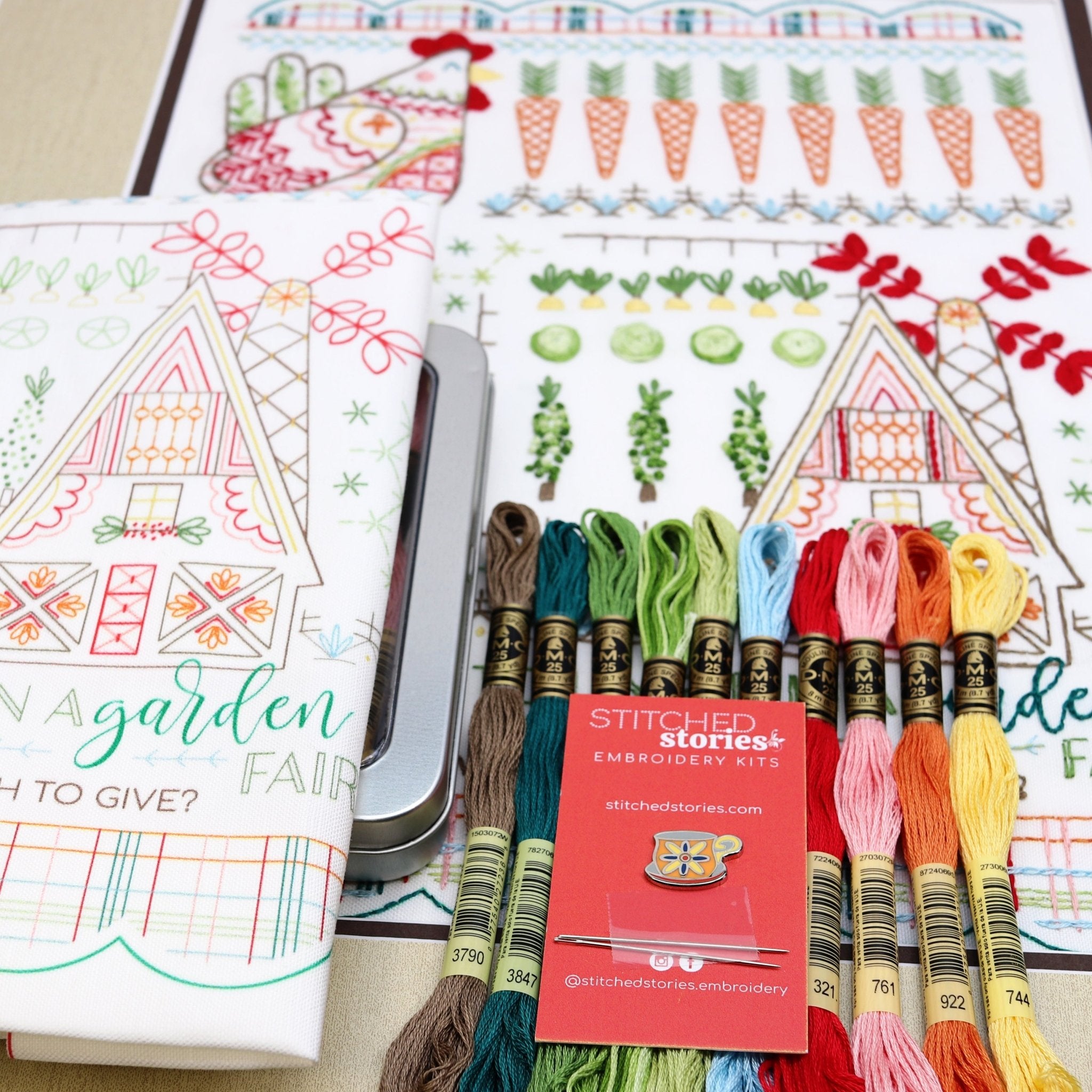 Country Garden Collection Bundle of 4 Embroidery Kits - Stitched Stories