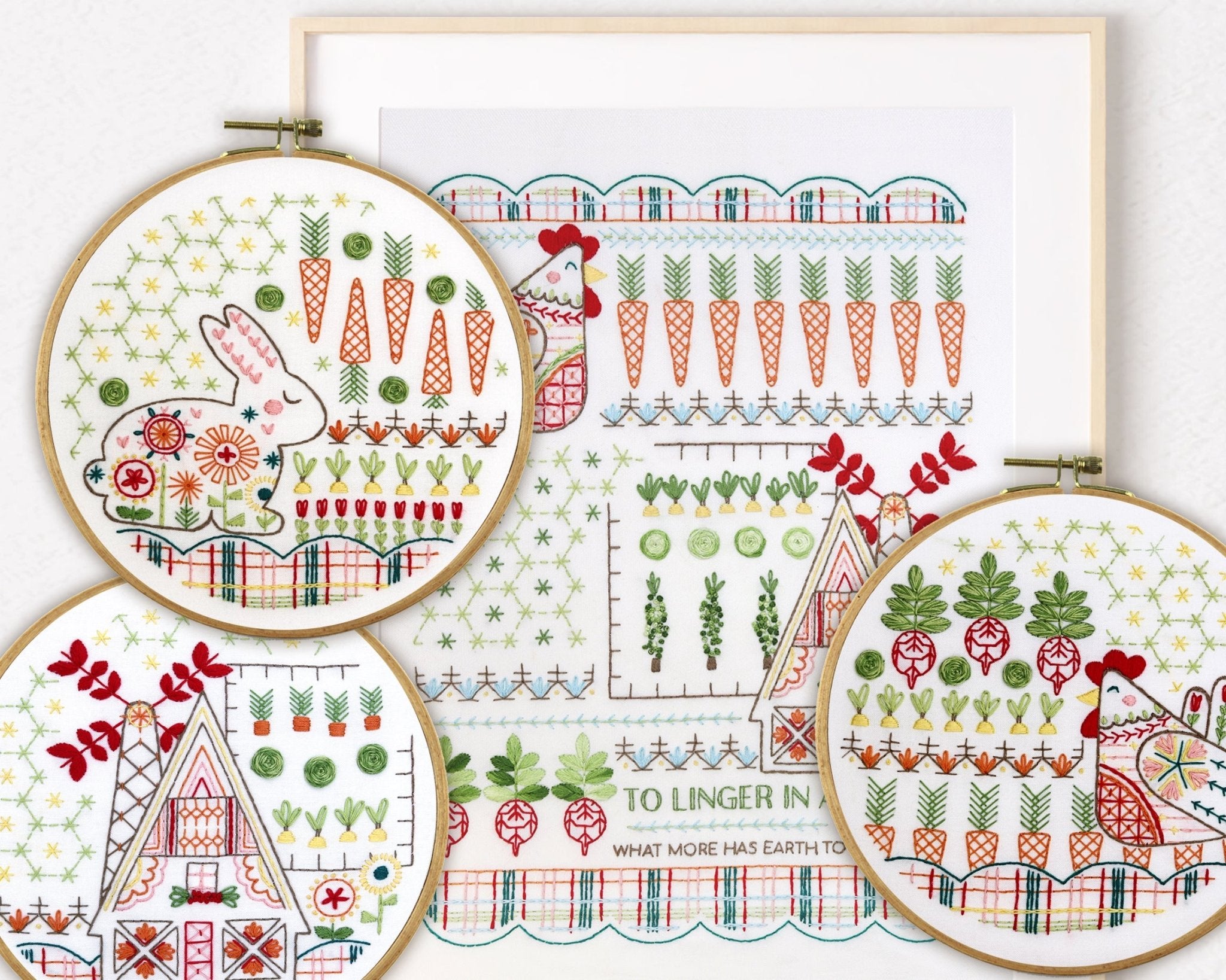 Country Garden Collection Bundle of 4 Embroidery Kits - Stitched Stories