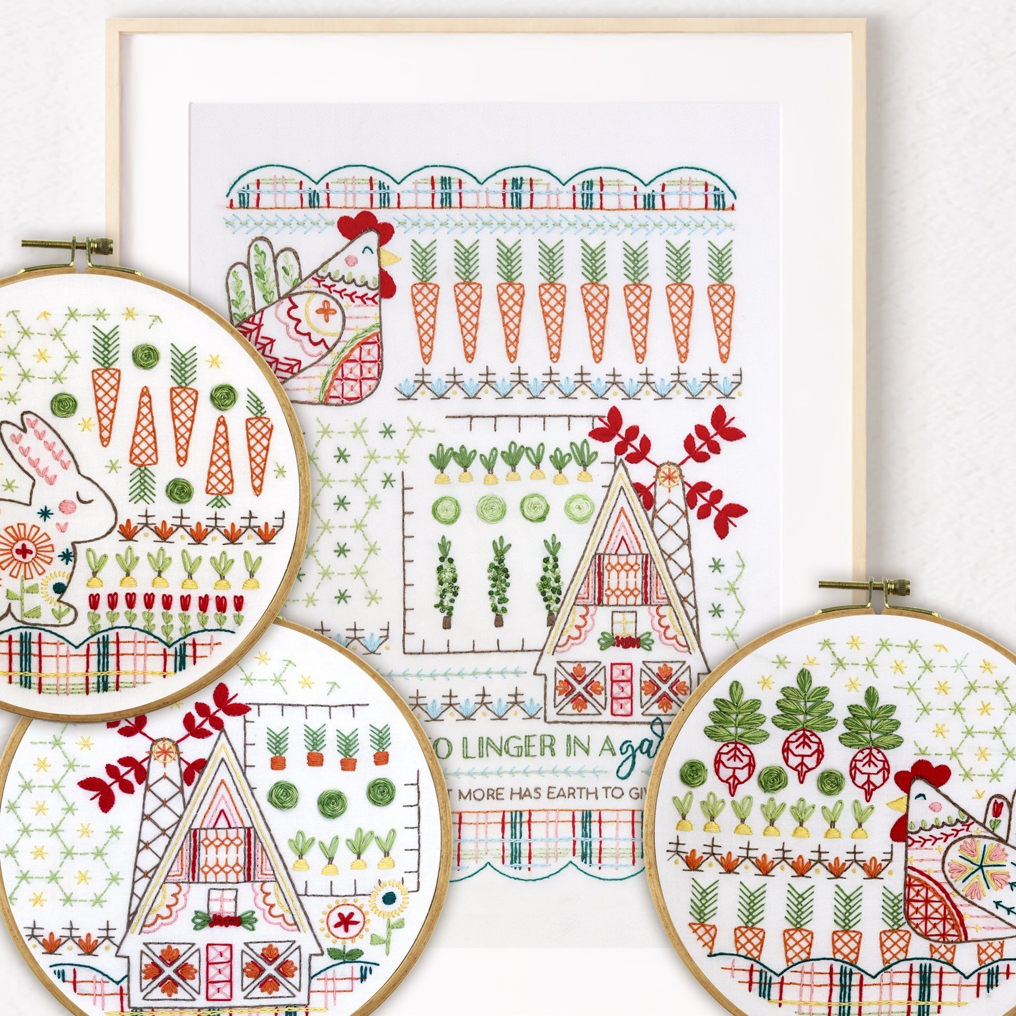 Country Garden Collection Bundle of 4 Embroidery Kits - Stitched Stories