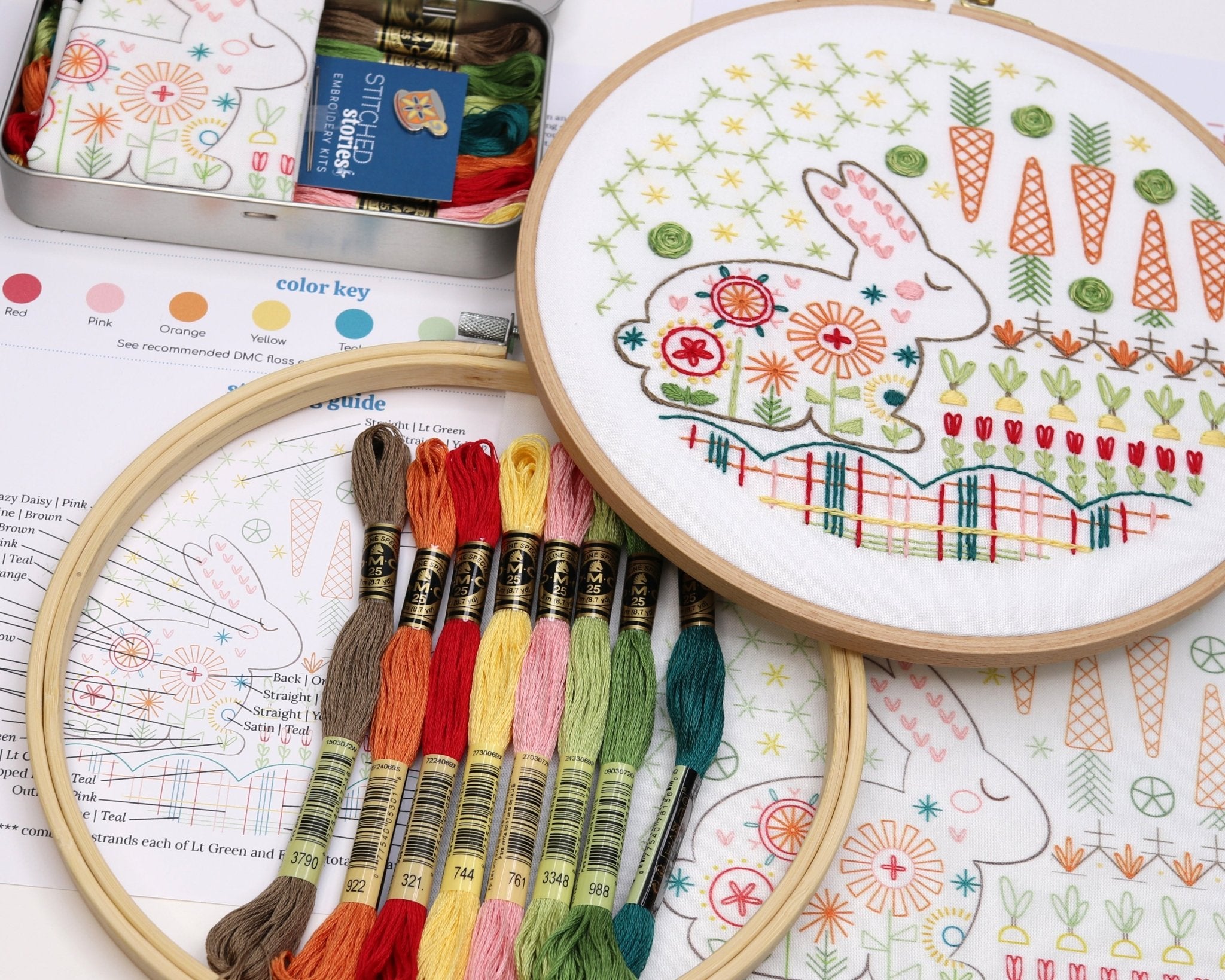 Country Garden Collection Bundle of 4 Embroidery Kits - Stitched Stories