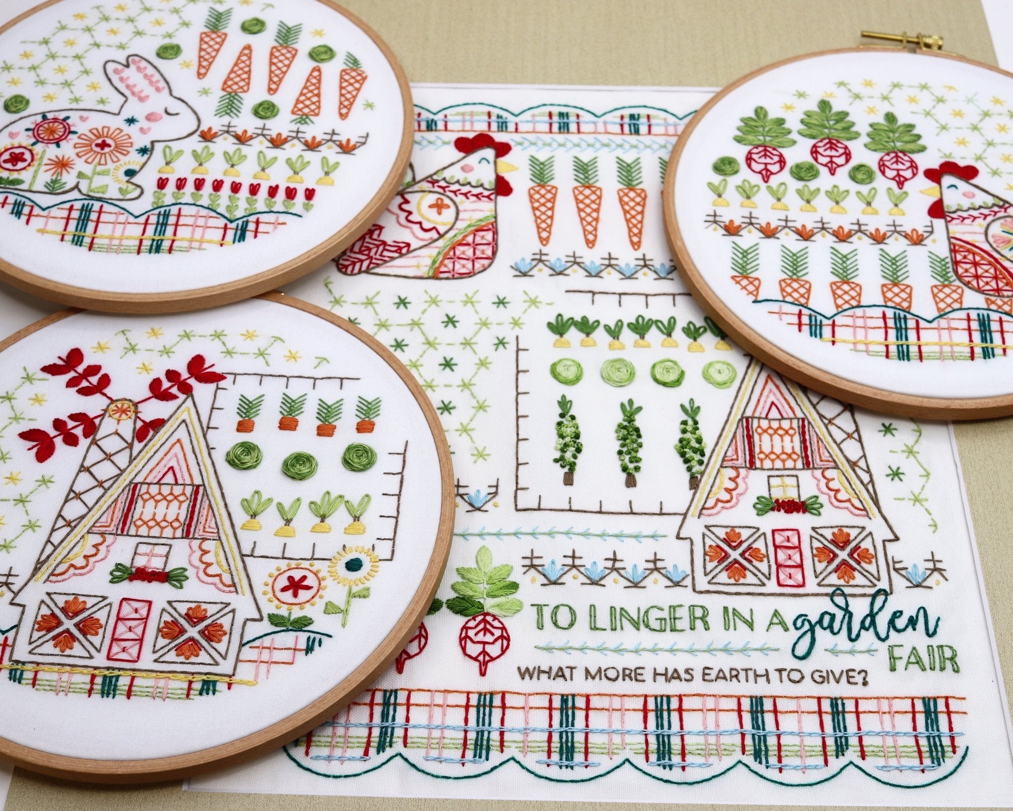 Country Garden Collection Bundle of 4 Embroidery Patterns - Stitched Stories